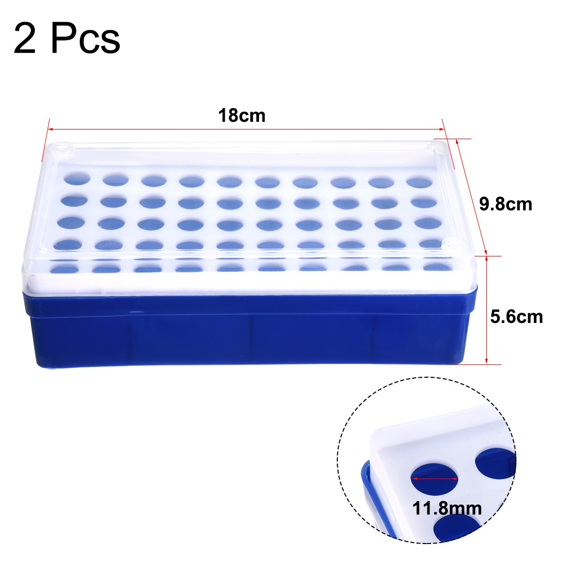 2 Pcs Tube Rack Polypropylene 50-Well Blue for 1.5ml, 2ml