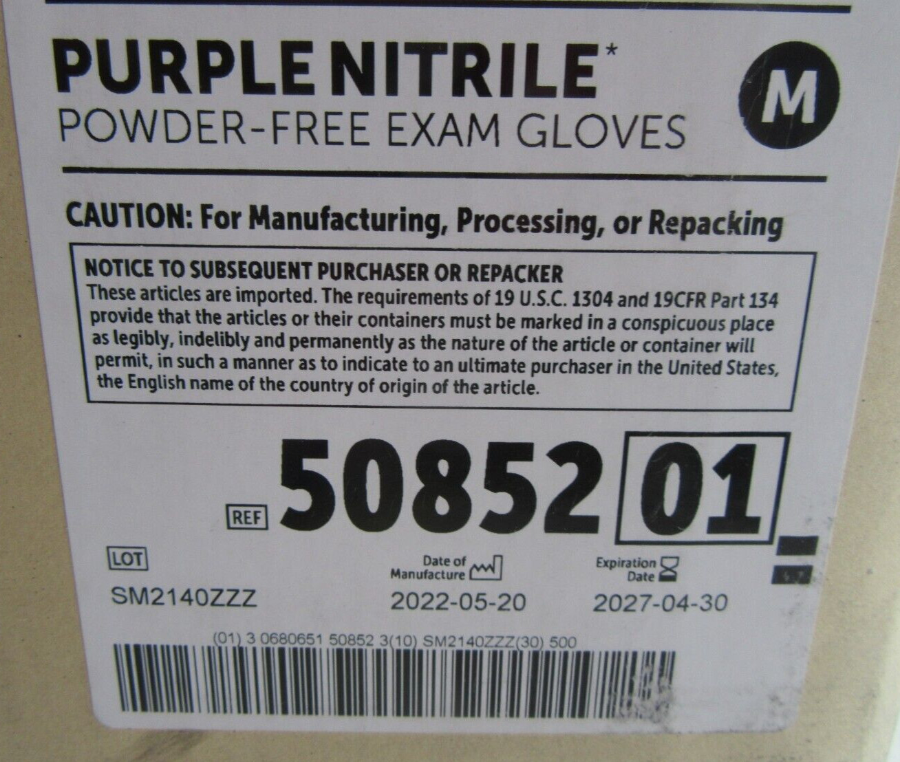 CASE of 500 Medium Halyard Purple Nitrile Exam Gloves 50852