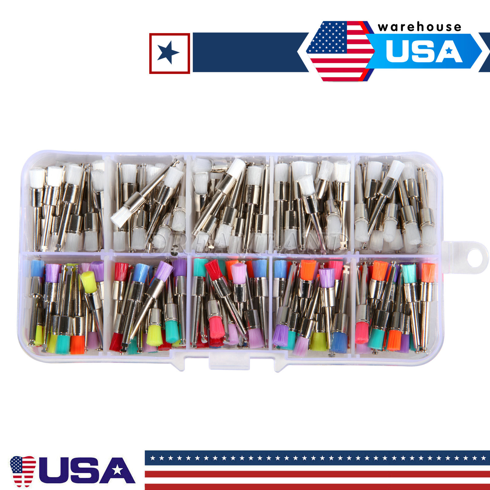 200PC Dental Nylon Materials Closure Flat Polishing Polisher Prophylaxis Brushes