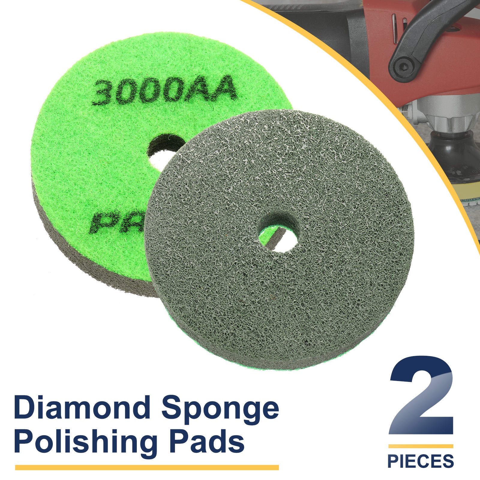 2pcs Diamond Sponge Fiber Polish Pad 3″ 3000 Grit Polish Pad Green Dark Green