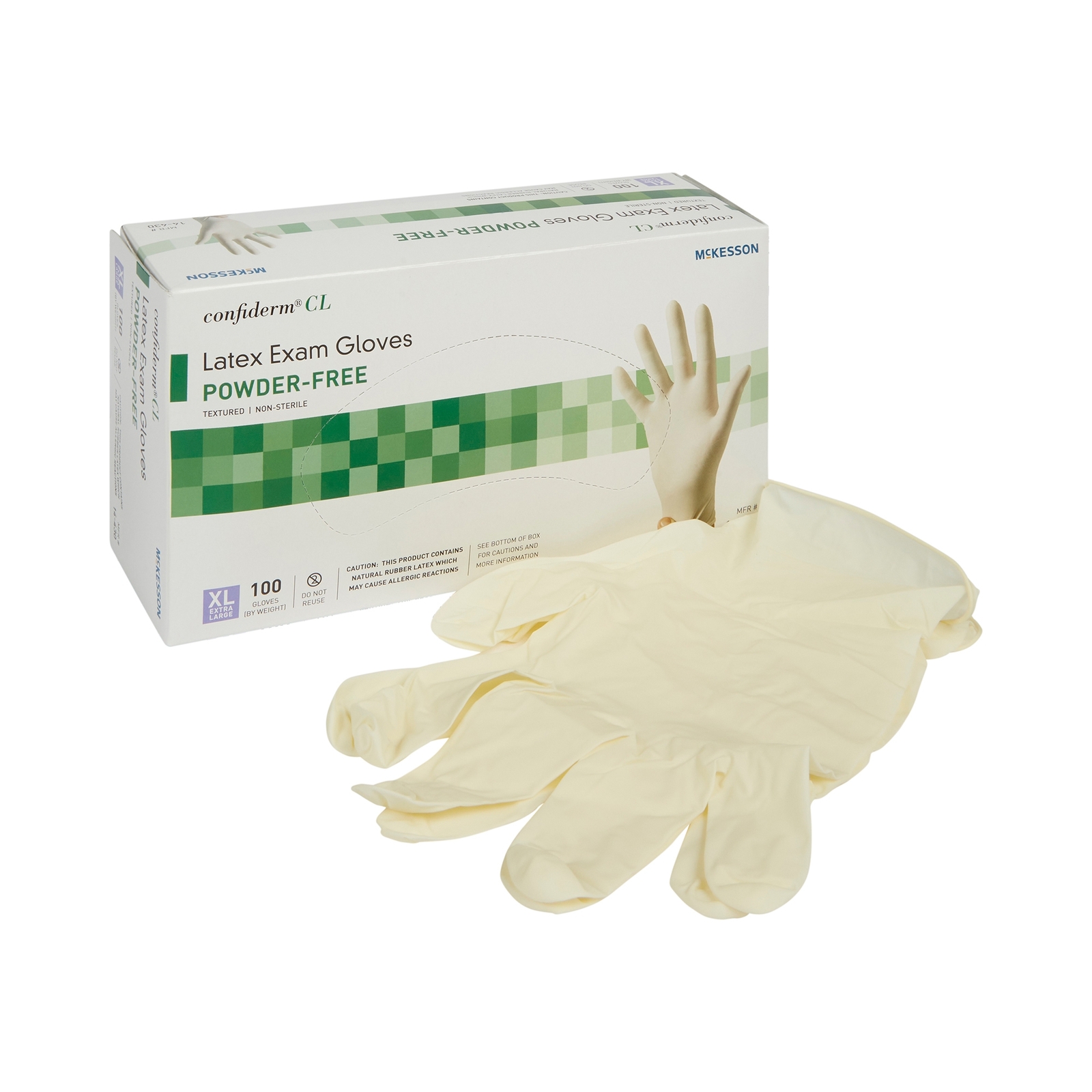 McKesson Confiderm Latex Exam Glove Standard Cuff Length X-LARGE 1000 per Case