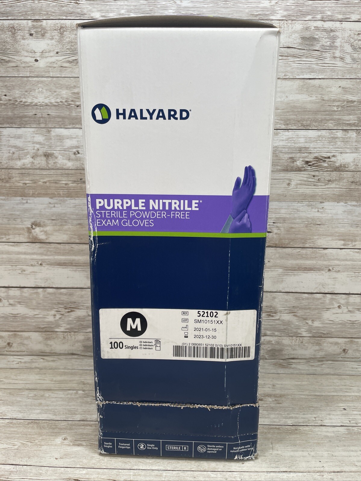 *100 Single* Halyard Purple Nitrile Exam Glove Singles, Size: Medium