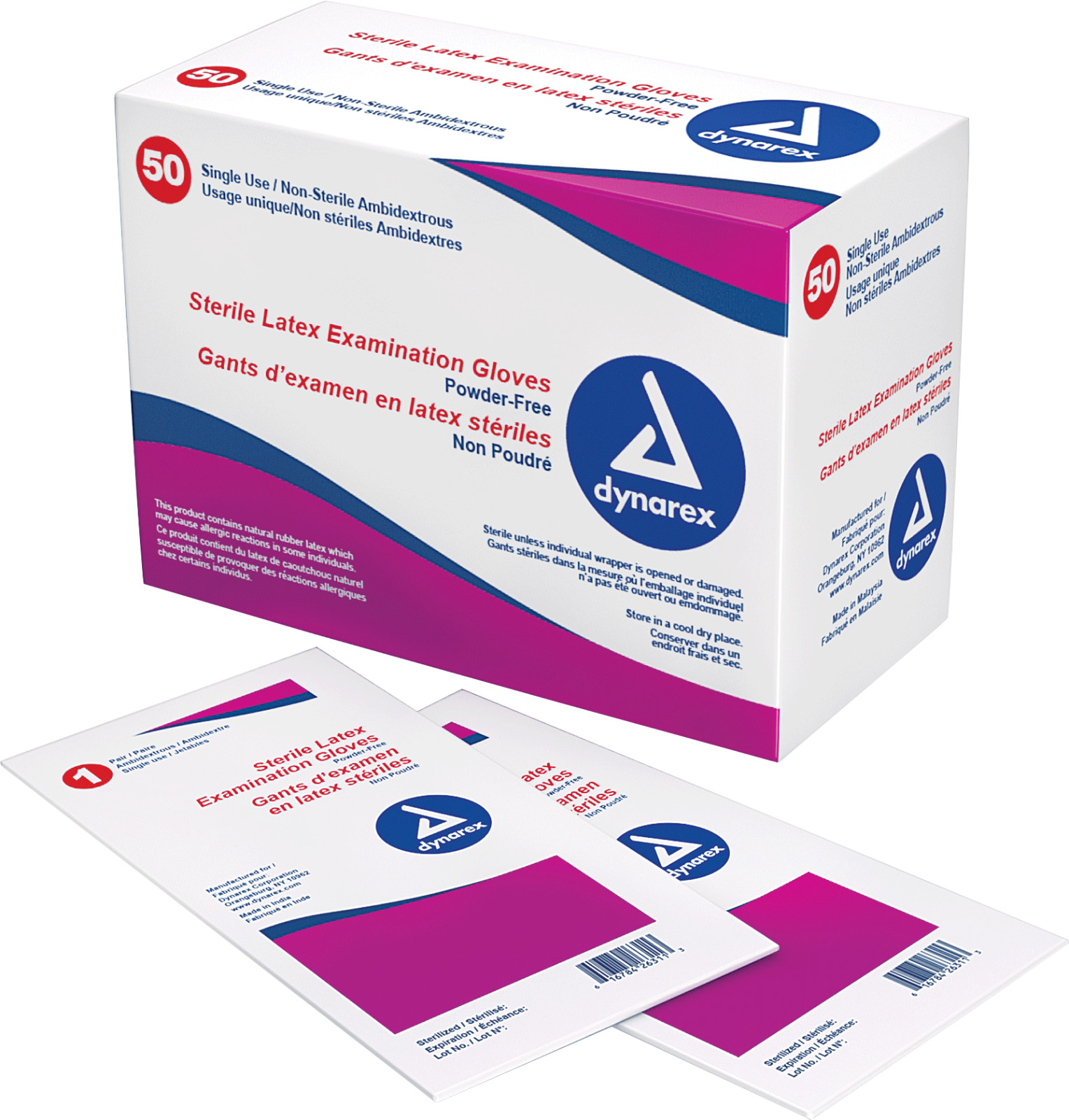 Sterile Powder-Free Latex Exam Gloves (50 Pairs) by Dynarex