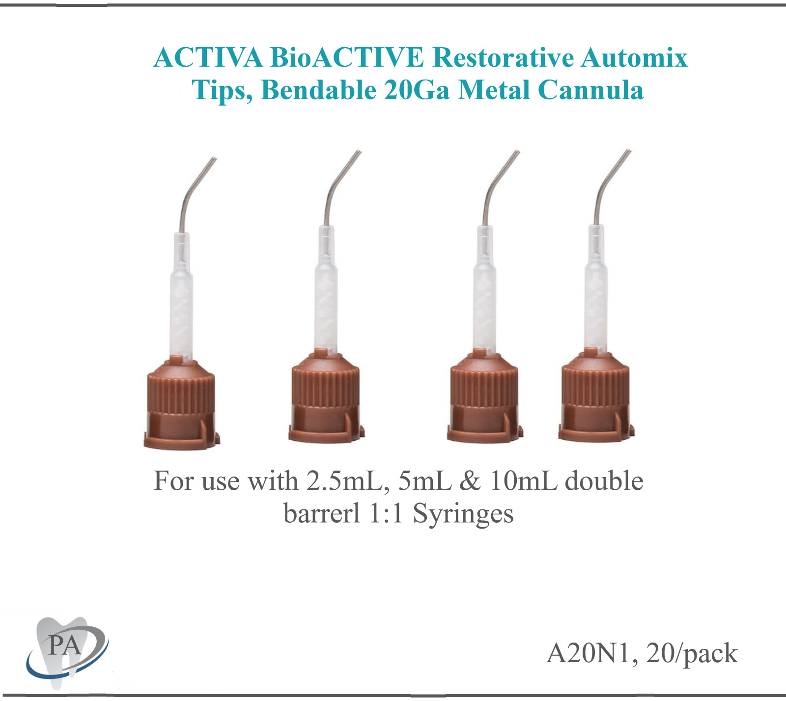 Dental Automix tip with benable metal tip, 20ga HP mixing Tips for Core Material