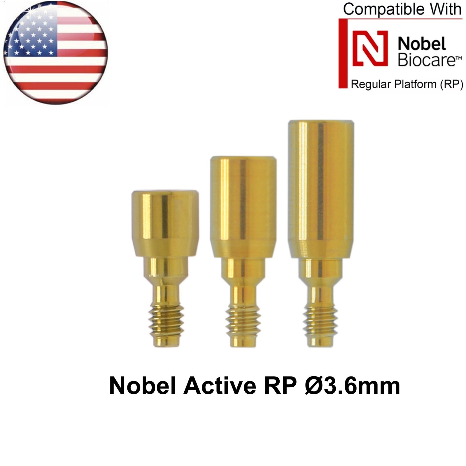 US Dental Healing Cap Abutment NP/RP Compatible with Nobel Active ∅3.6 ∅5.0 ∅6.0