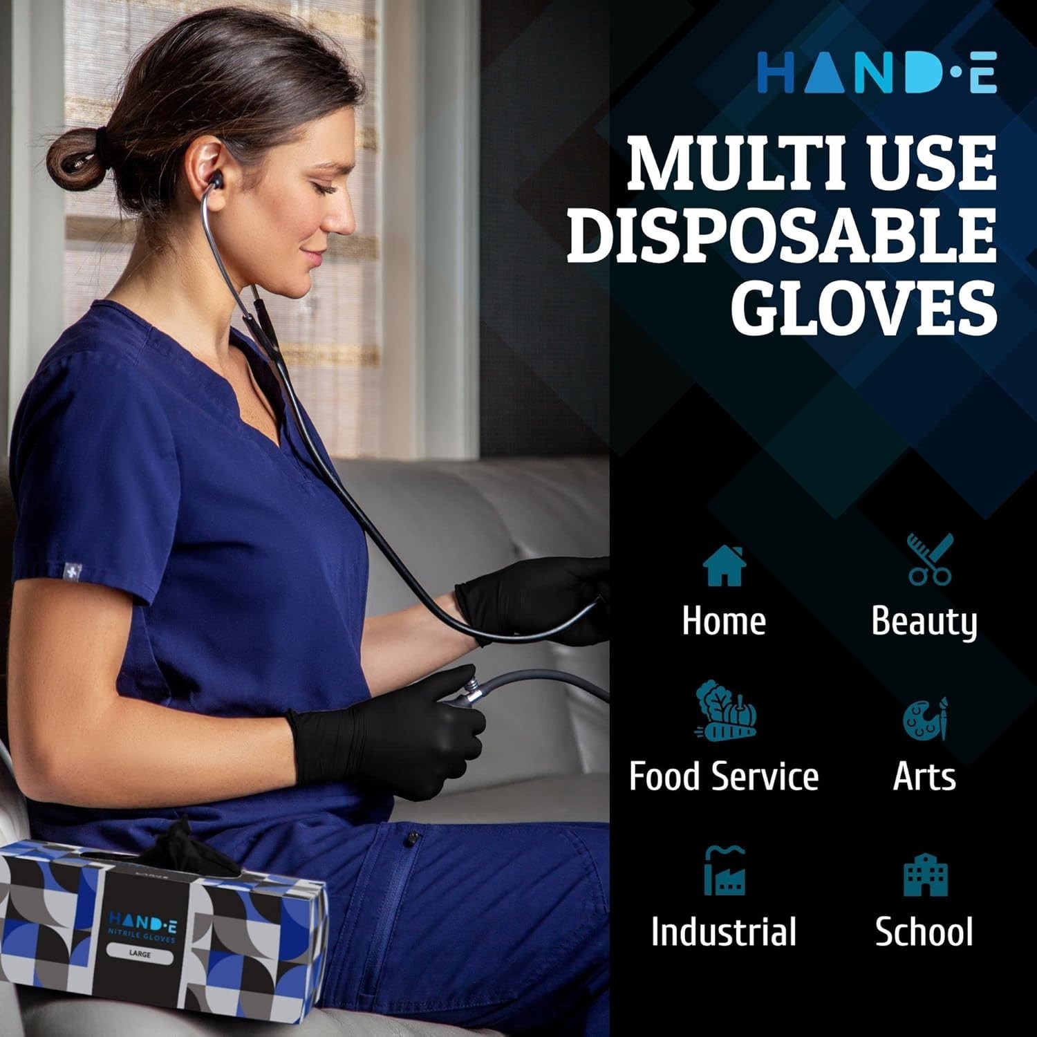 Black Nitrile Disposable Gloves Large BBQ Tattoo Dye Cooking Mechanic Gloves