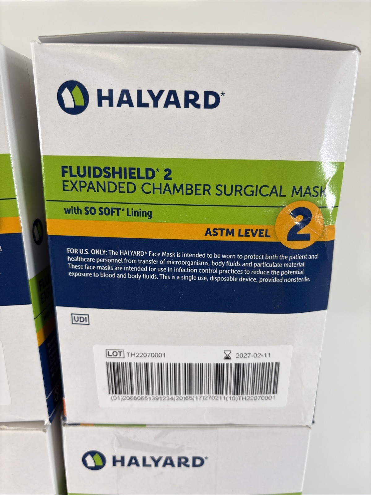 *300-Pieces* Halyard FluidShield Level 2 Expanded Chamber Surgical Mask 39123