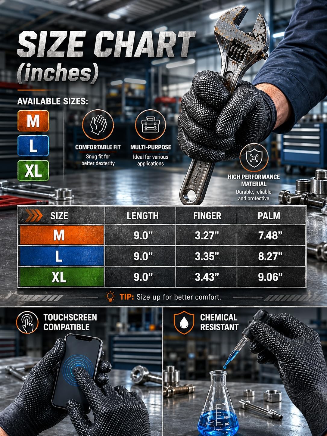 10 Mil Heavy Duty Disposable Nitrile Mechanic Gloves