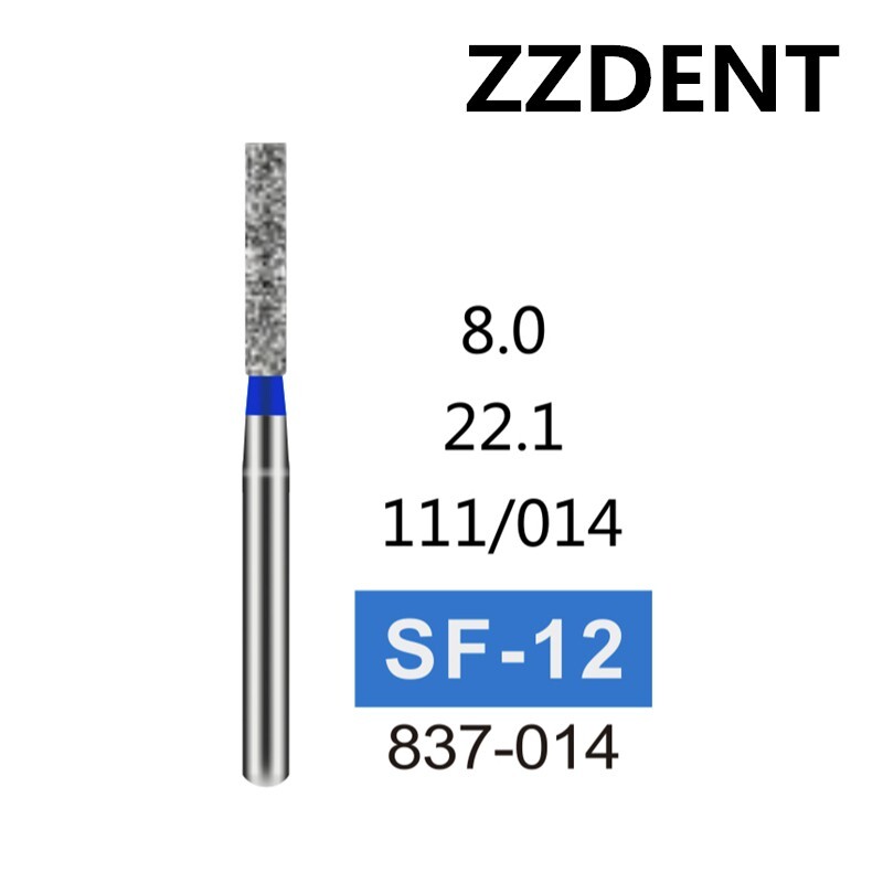 10 PCS SF-12 837-014 Flat End Cylinder Blue Medium Grit FG Dental Diamond Burs