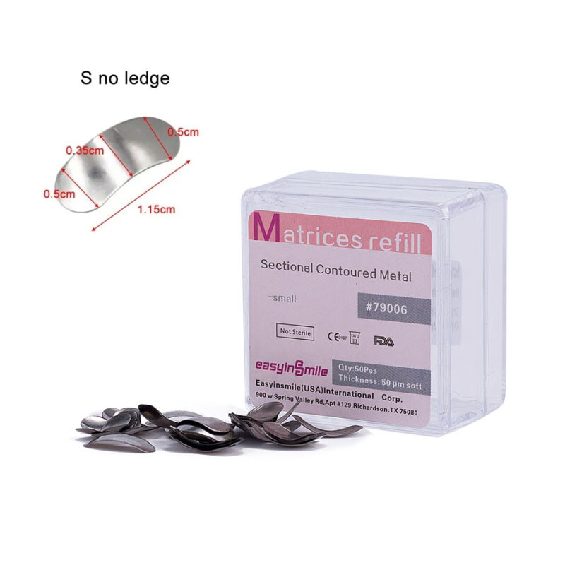 1/10Box Dental Metal Matrices Matrix Band Soft Sectional Contoured Band S/M/L US