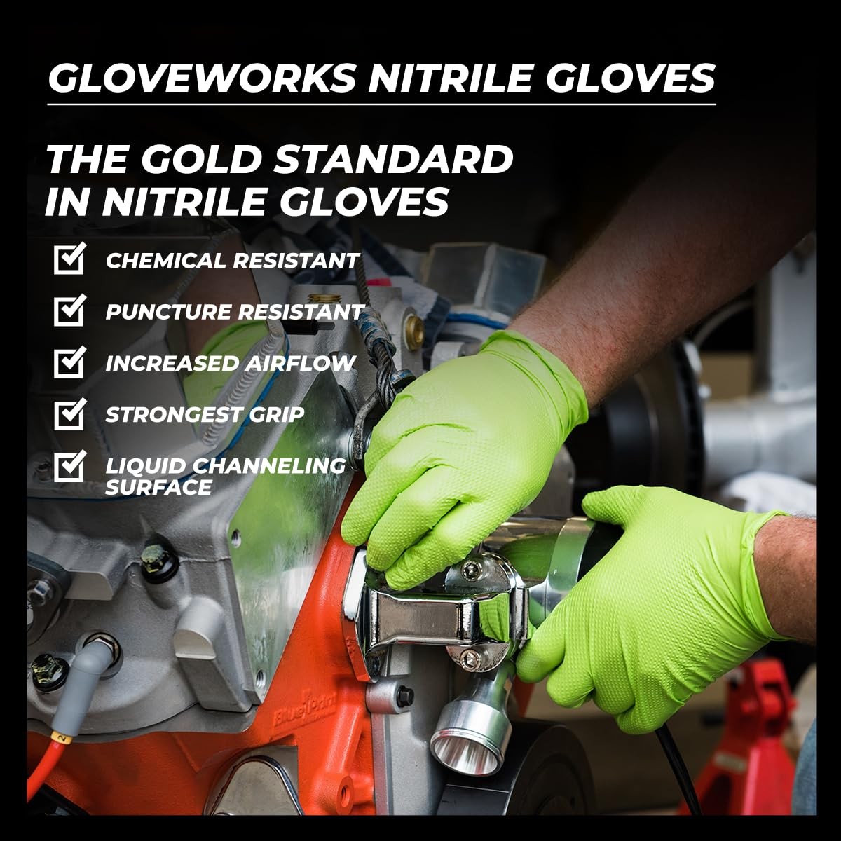GLOVEWORKS HD Green Nitrile Gloves, 8 Mil, XLarge, Box of 100
