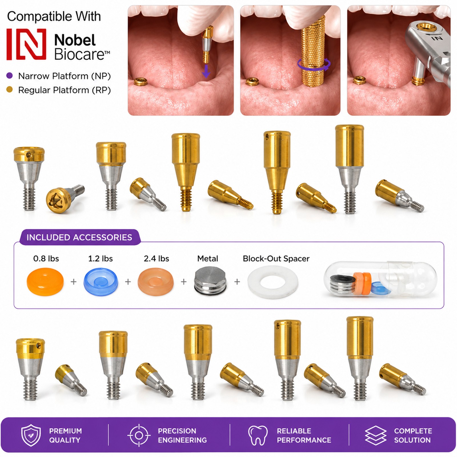 US Nobel Active Zest Locator Abutment NP RP 3.5/4.3mm Conical GH 1-5mm Titanium