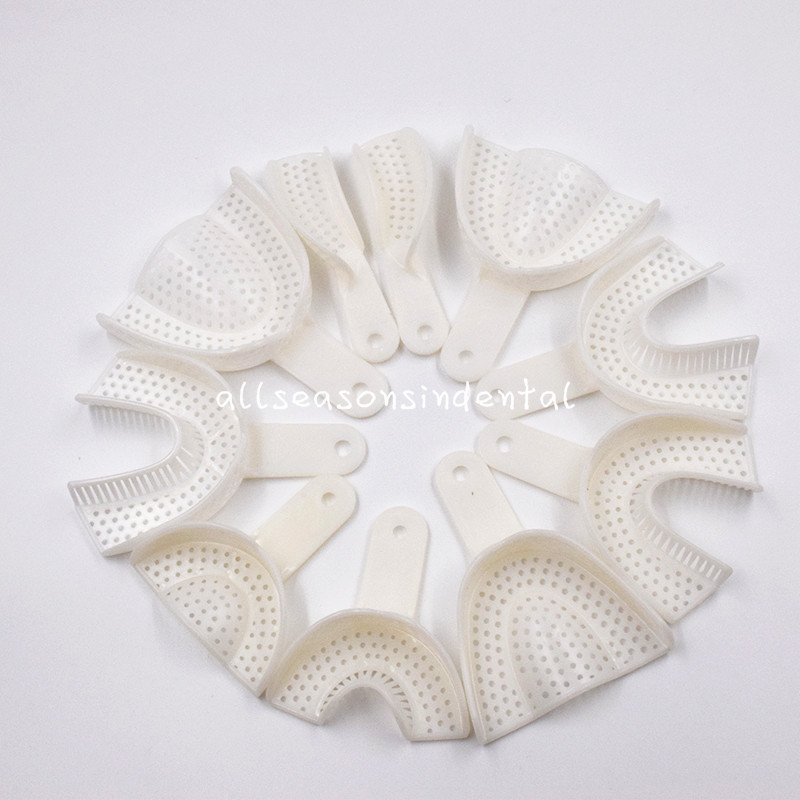 2 Pcs/Pair Disposable Dental Impression Trays Central Denture Plastic U/L 5 Size