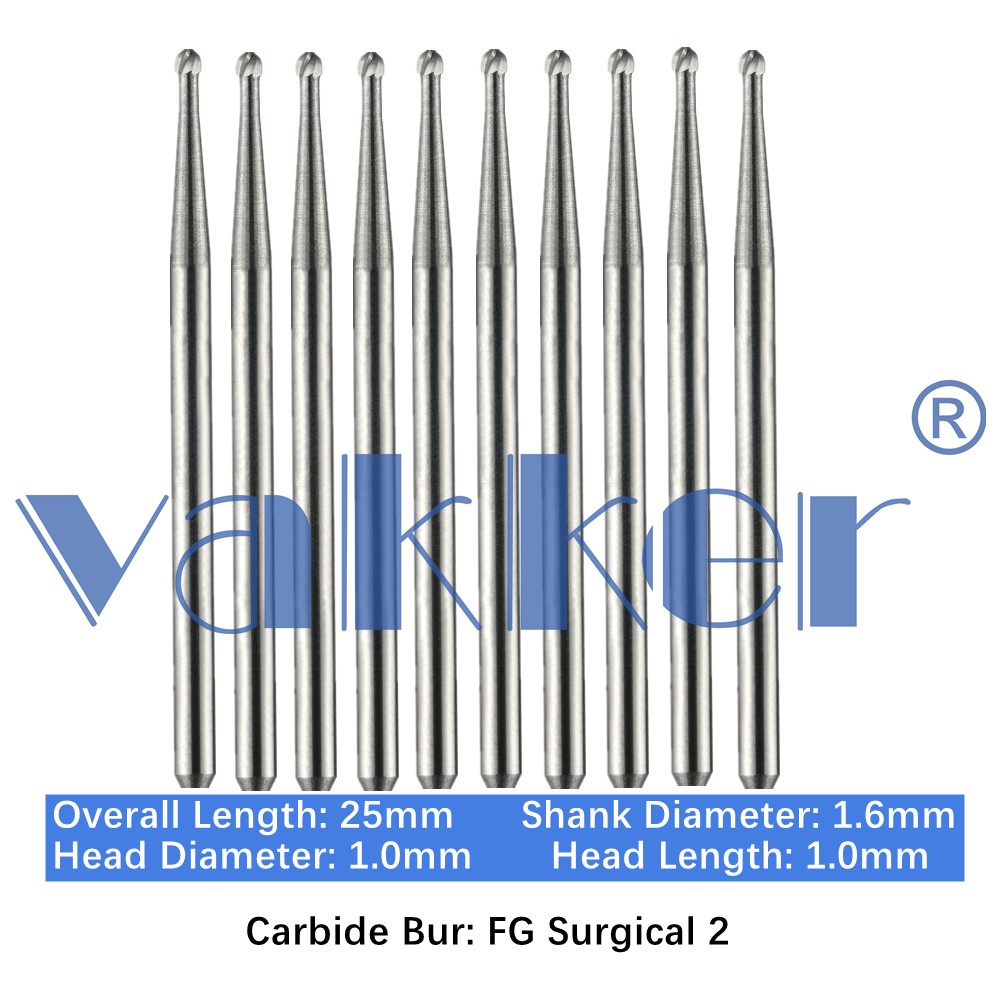 10/Pk Dental Surgical Burs 25mm Carbide Burs FG Round High Speed FG SURG 2 4 6 8