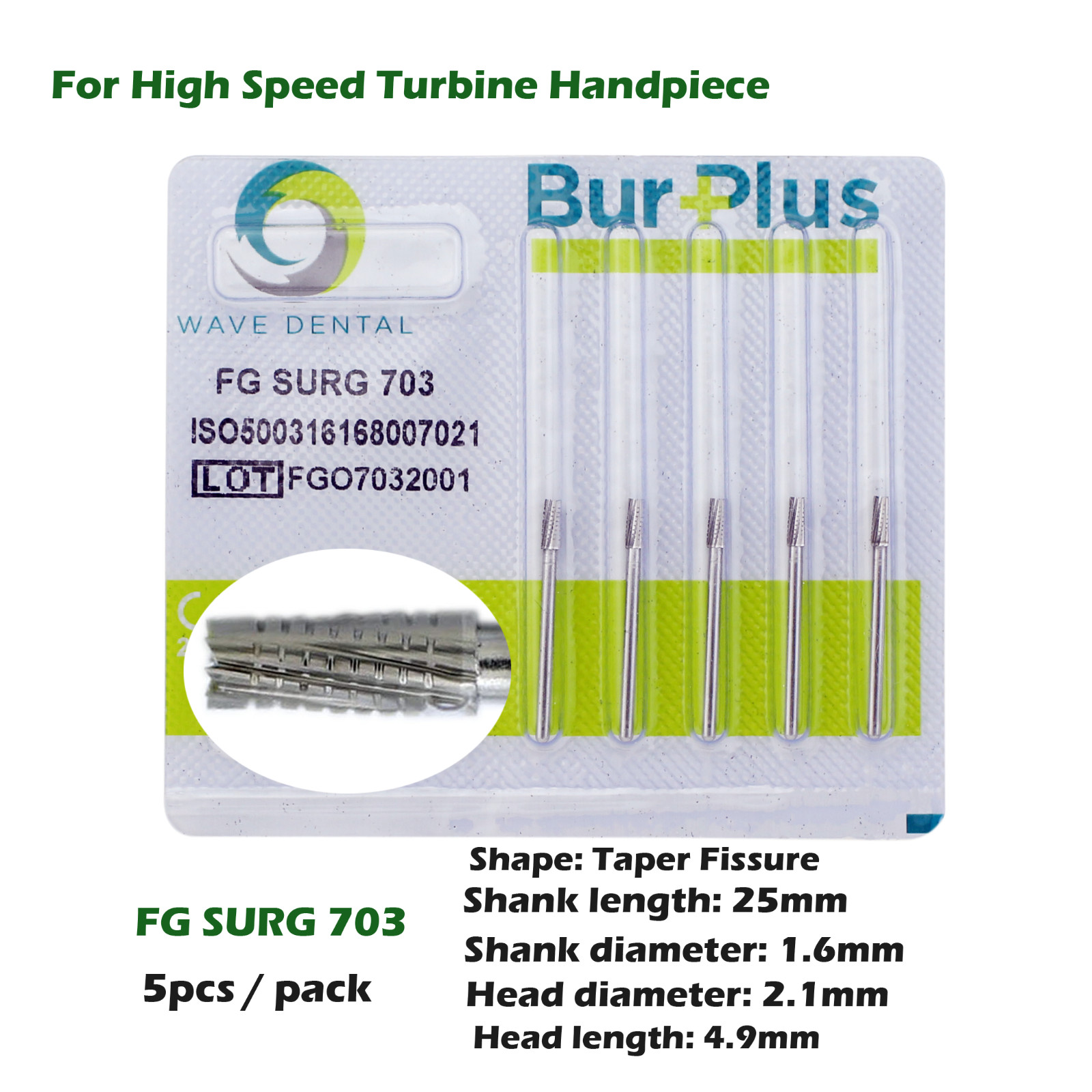 Wave Dental Surgical Burs Carbide FG SURG 701 702 703 High Speed Long Shank 702L