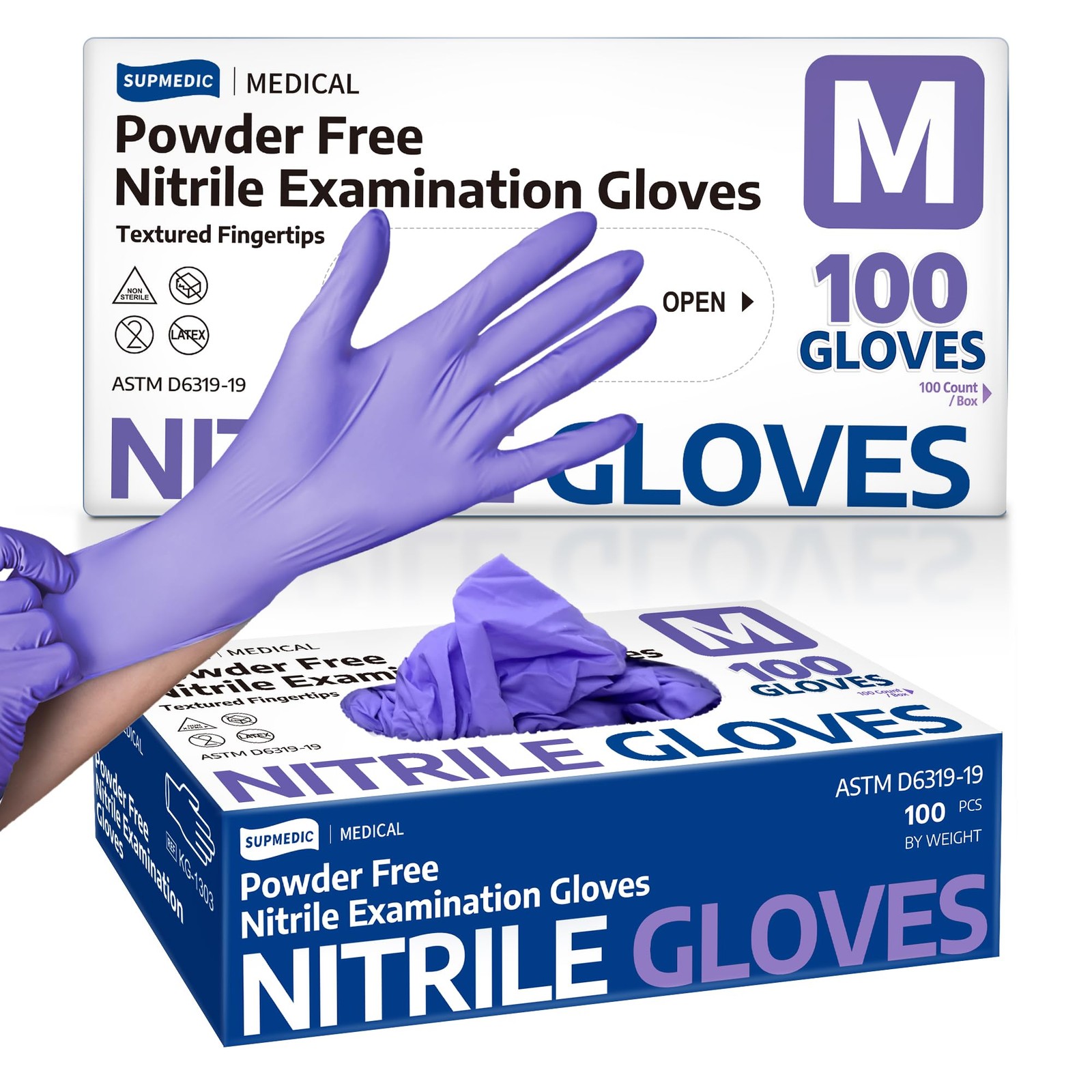 Nitrile Exam Gloves, 3.5 Mil Powder-Free Food Safe Cooking Cleaning Lab Dispo…