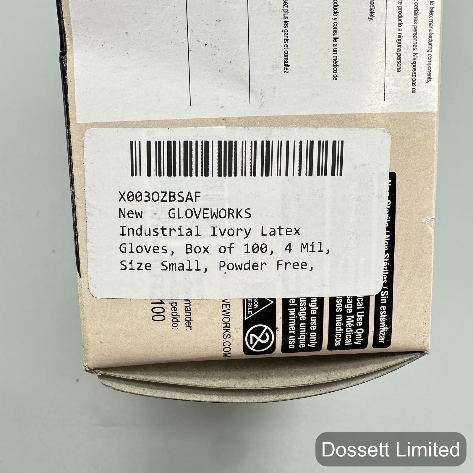 Gloveworks Ammex White Latex Gloves Small 4 Mil Powder Free 10 Boxes 1000