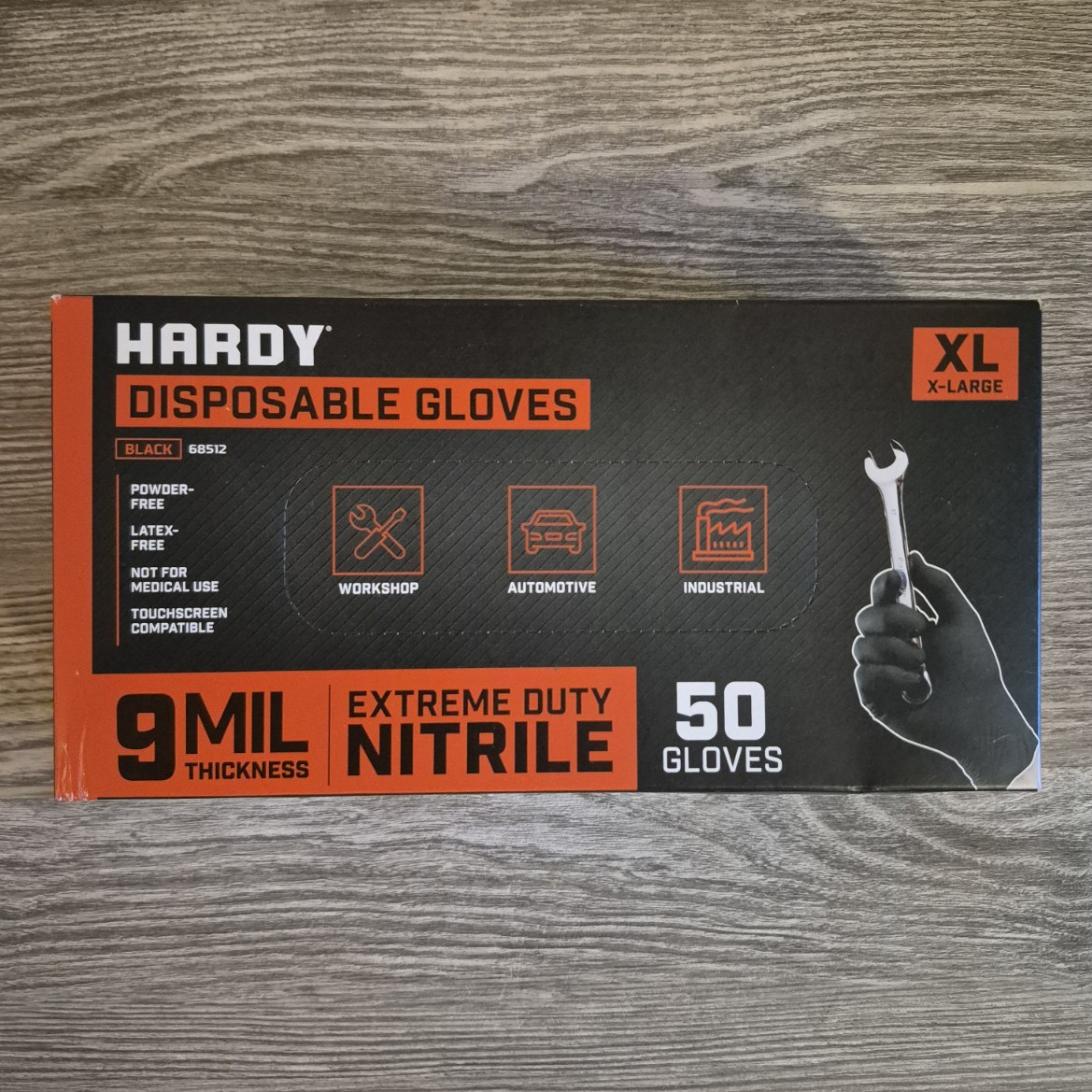 HARDY Extreme Duty Nitrile Powder-Free Gloves XL (Black) (50 Pack)