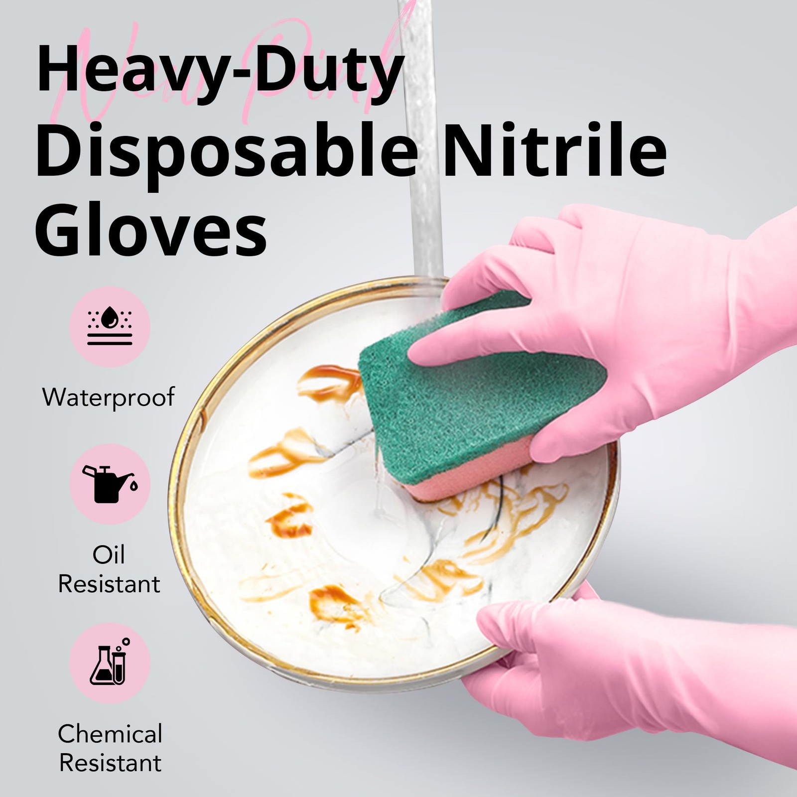 SwiftGrip Disposable Nitrile Dishwashing Gloves, Extended 12 Inches Cuff, 6mi…