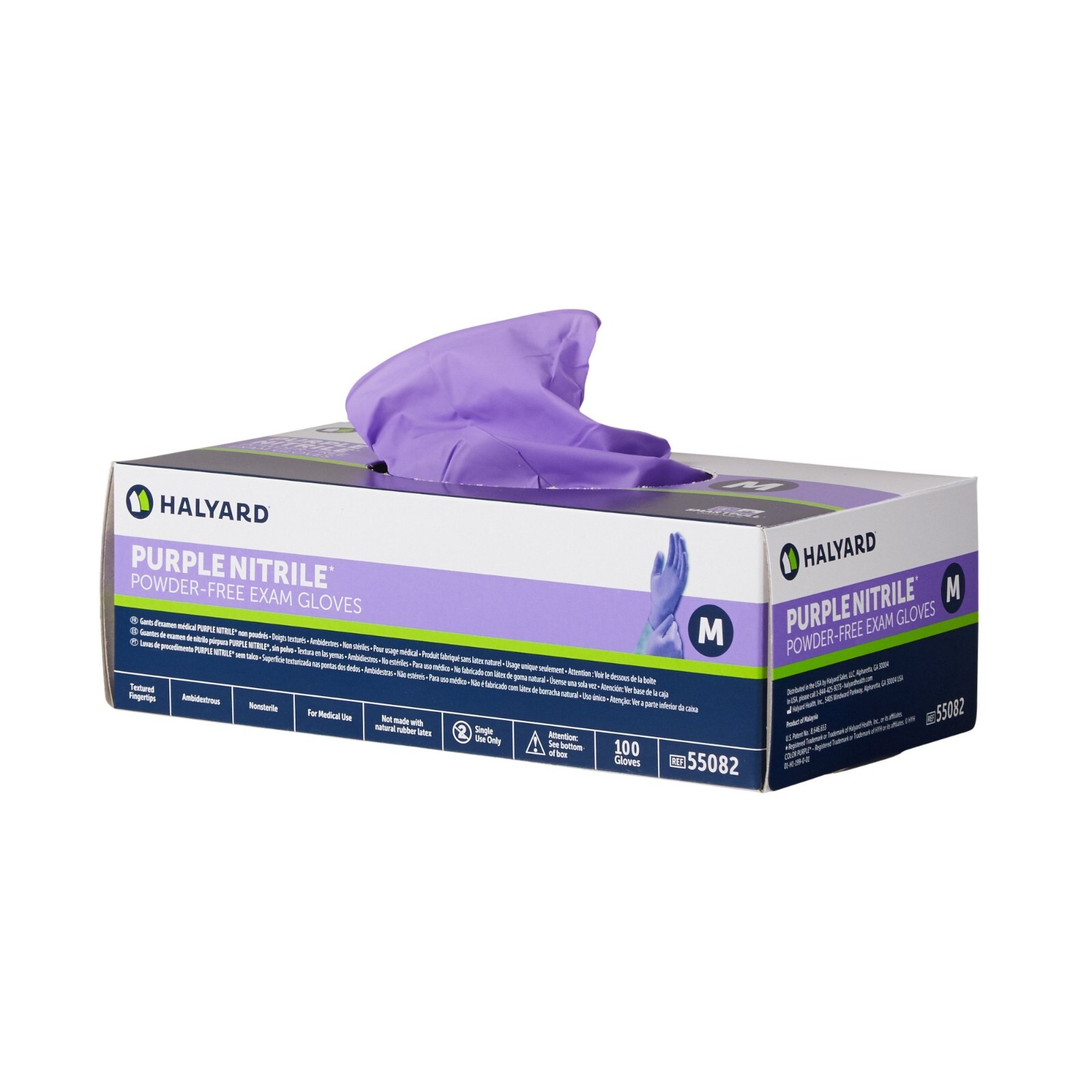 *1,000-Pieces* Halyard Purple Powder-Free Nitrile Exam Gloves Medium 55082