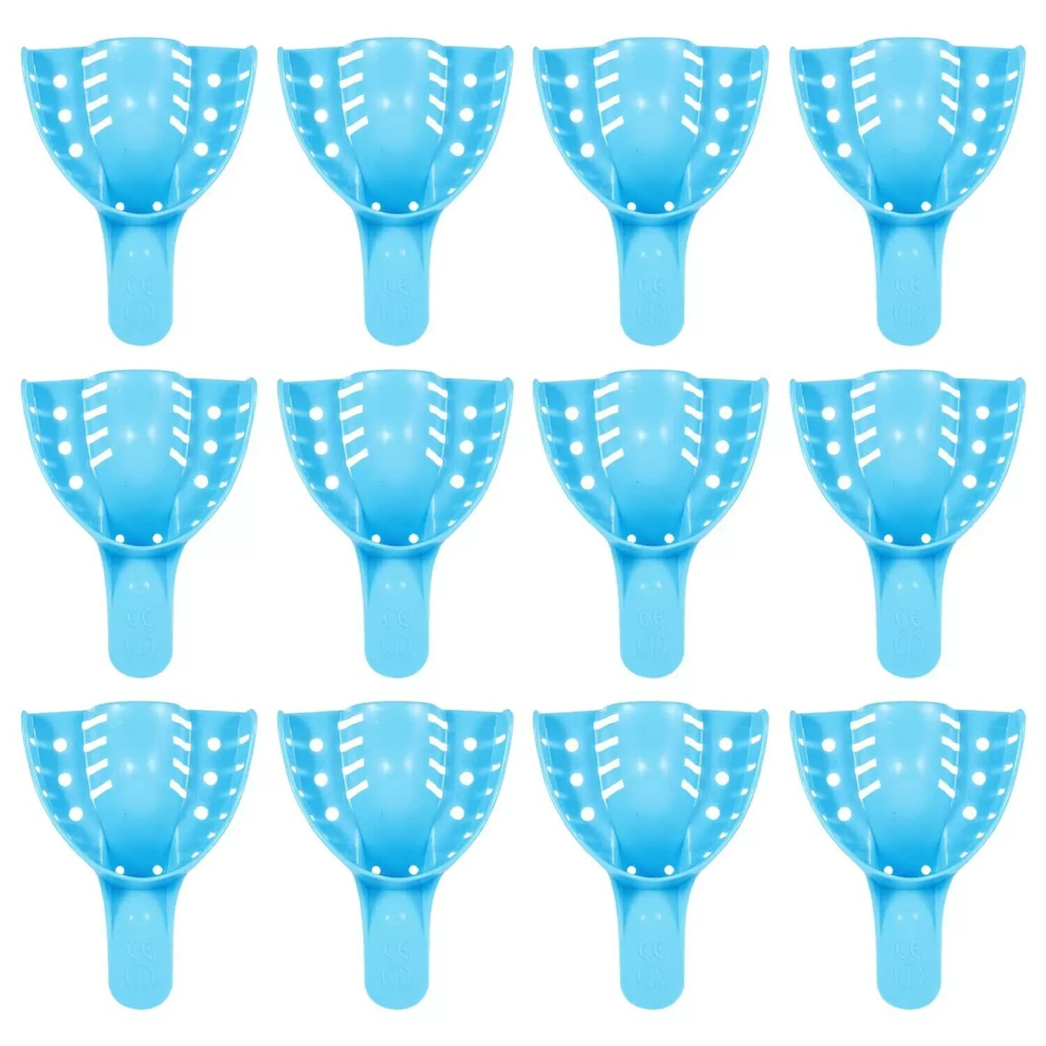 12 Pcs/Pack Dental Perforated Plastic Impression Trays Disposable Tray 10 Sizes