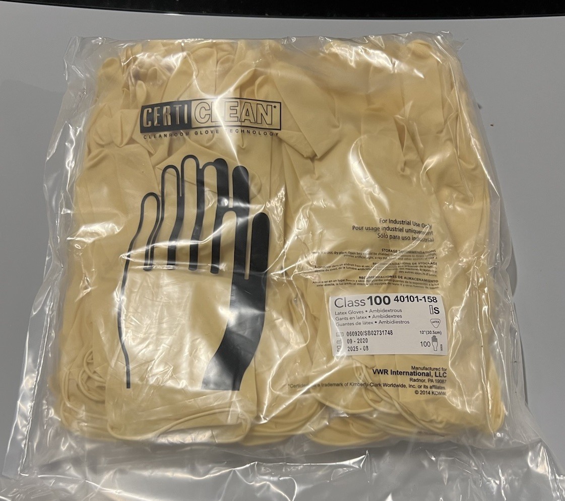 CertiClean Class 100 Latex Cleanroom Gloves Size S 12” 100/Bag VWR 40101-158