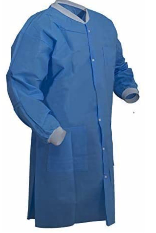 SMS 45 GSM 2 Pockets Lab Coat Disposable Unisex Adult M/L High Quality 20 Pcs