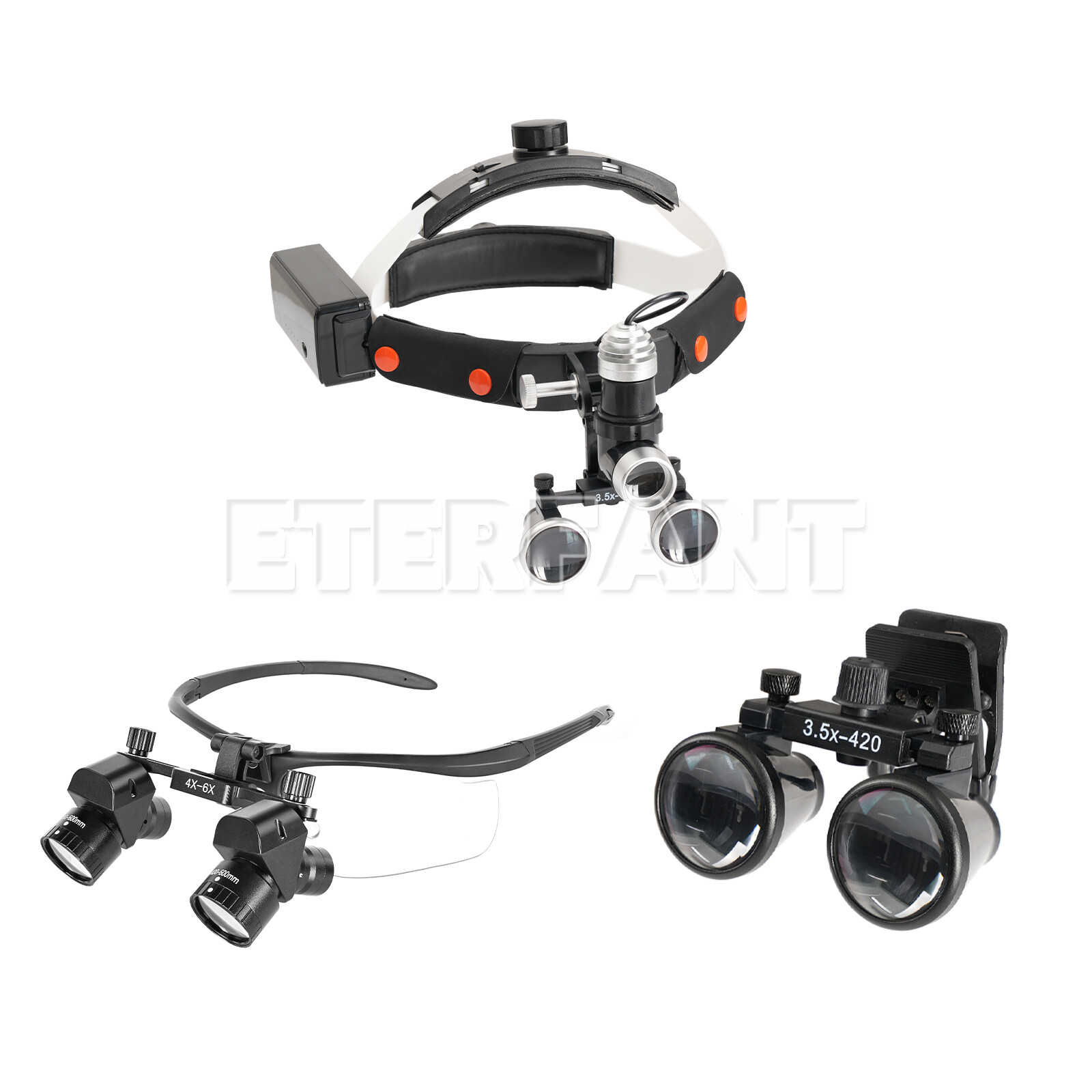 ETERFANT Dental Surgical Binocular Loupes Magnifiers Magnifying Glass 3.5X/4x-6x
