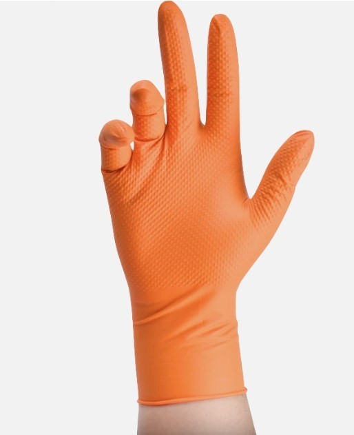 5/100’s (500) XX-LARGE 8 Mil Diamond Textured Orange Nitrile Sure-Tac Gloves