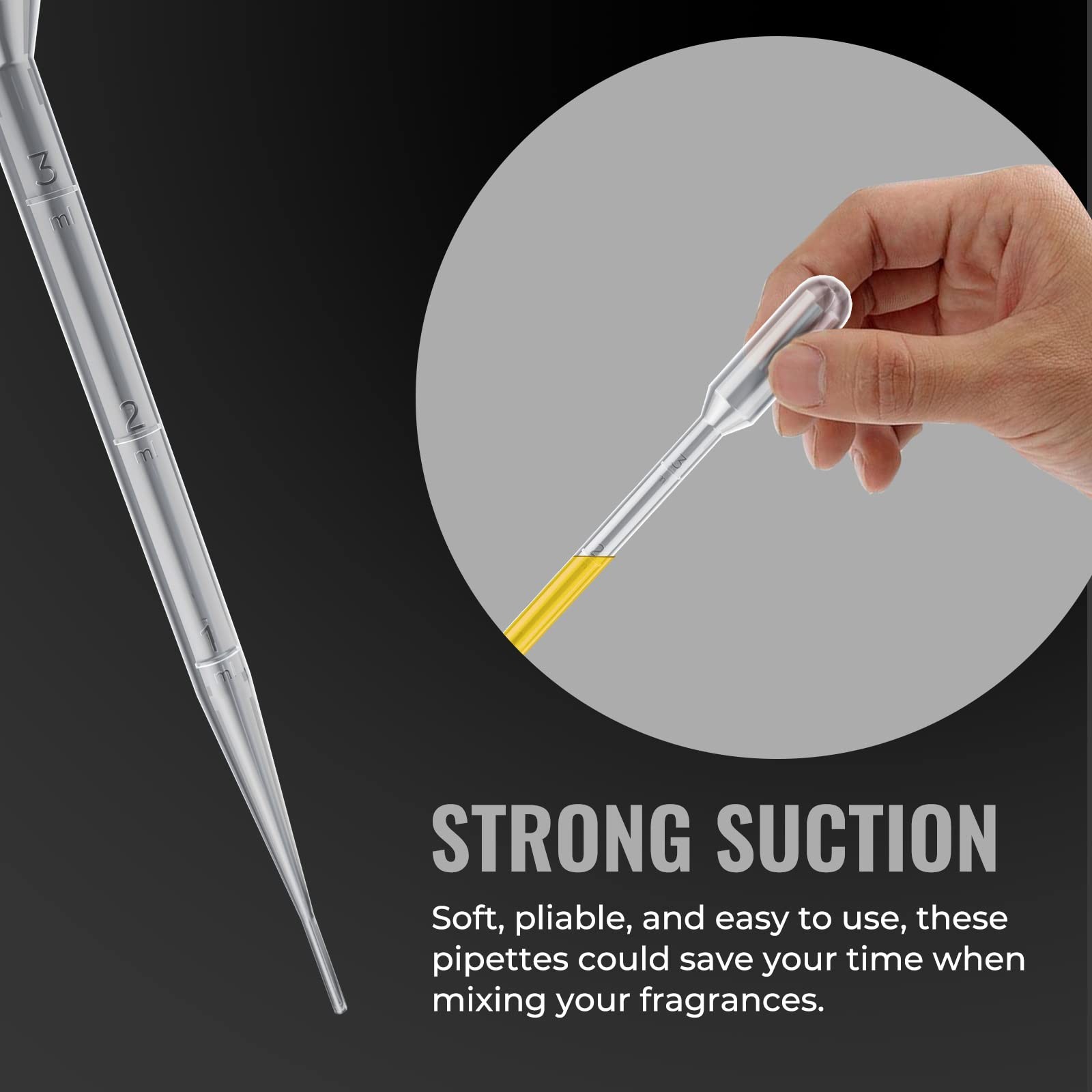 100 PCS 3ML DISPOSABLE TRANSFER PIPETTES CALIBRATED PLASTIC DROPPER SET