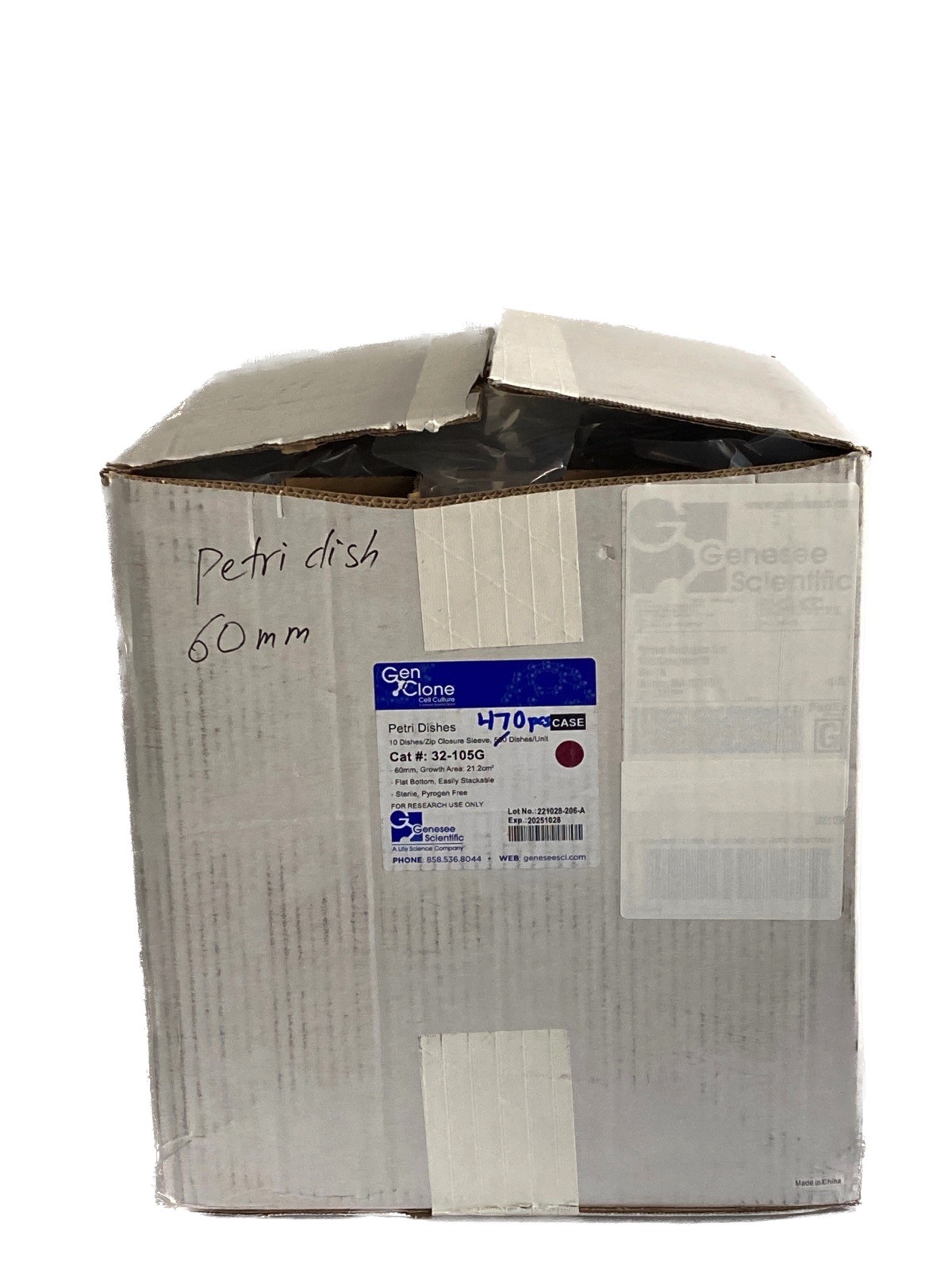 (470) GENESEE GenClone 60mm PS Cell Culture Petri Dishes w/Gripping Ring 32-105G