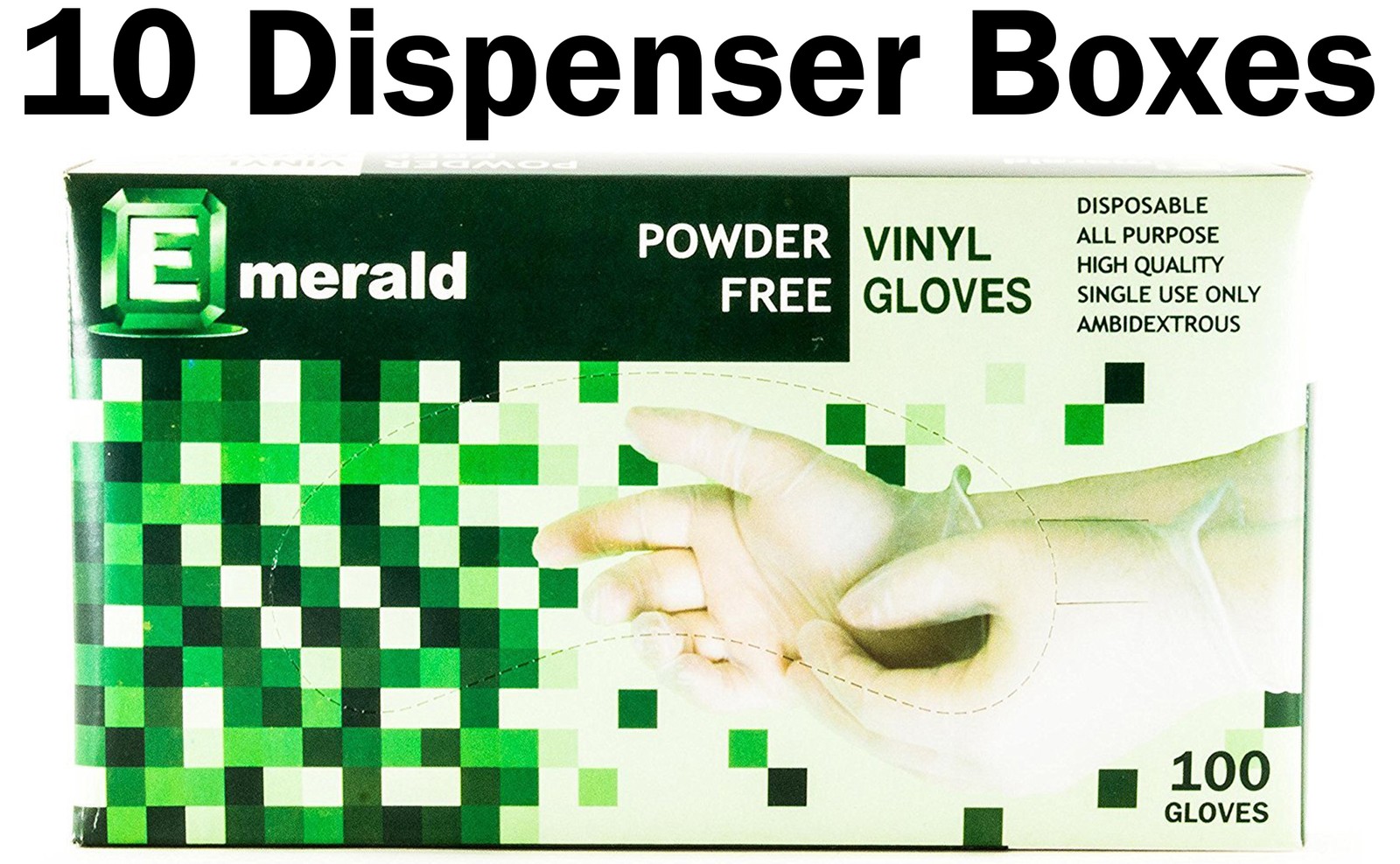 Emerald Shannon 1,000 Count SIZE MEDIUM Powder-Free Vinyl Gloves – 4 Mil