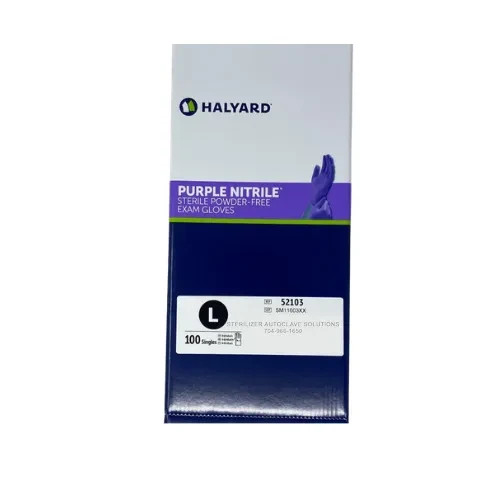 Halyard Purple Nitrile STERILE Exam Gloves 52103- BOX of 100 Large