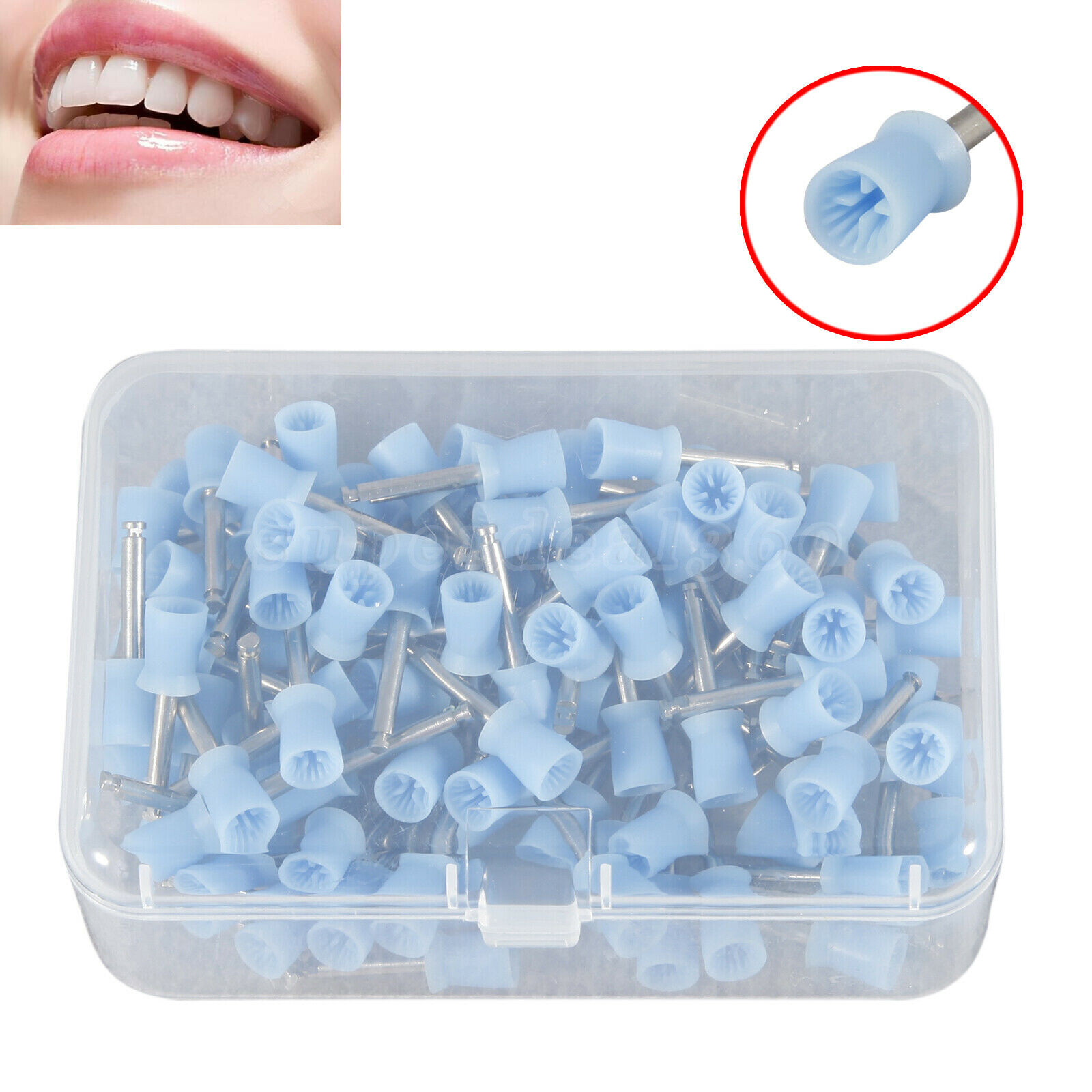 100* Dental Polishing Cups Prophy Cup Latch Type Rubber Blue/Green/White SA