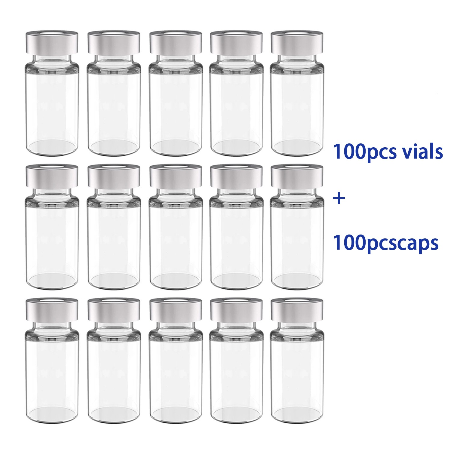 1000PCS 10ml Glass Vials Sample Vials w/ Caps 20mm Crimp Top Clear Bottle HPLC