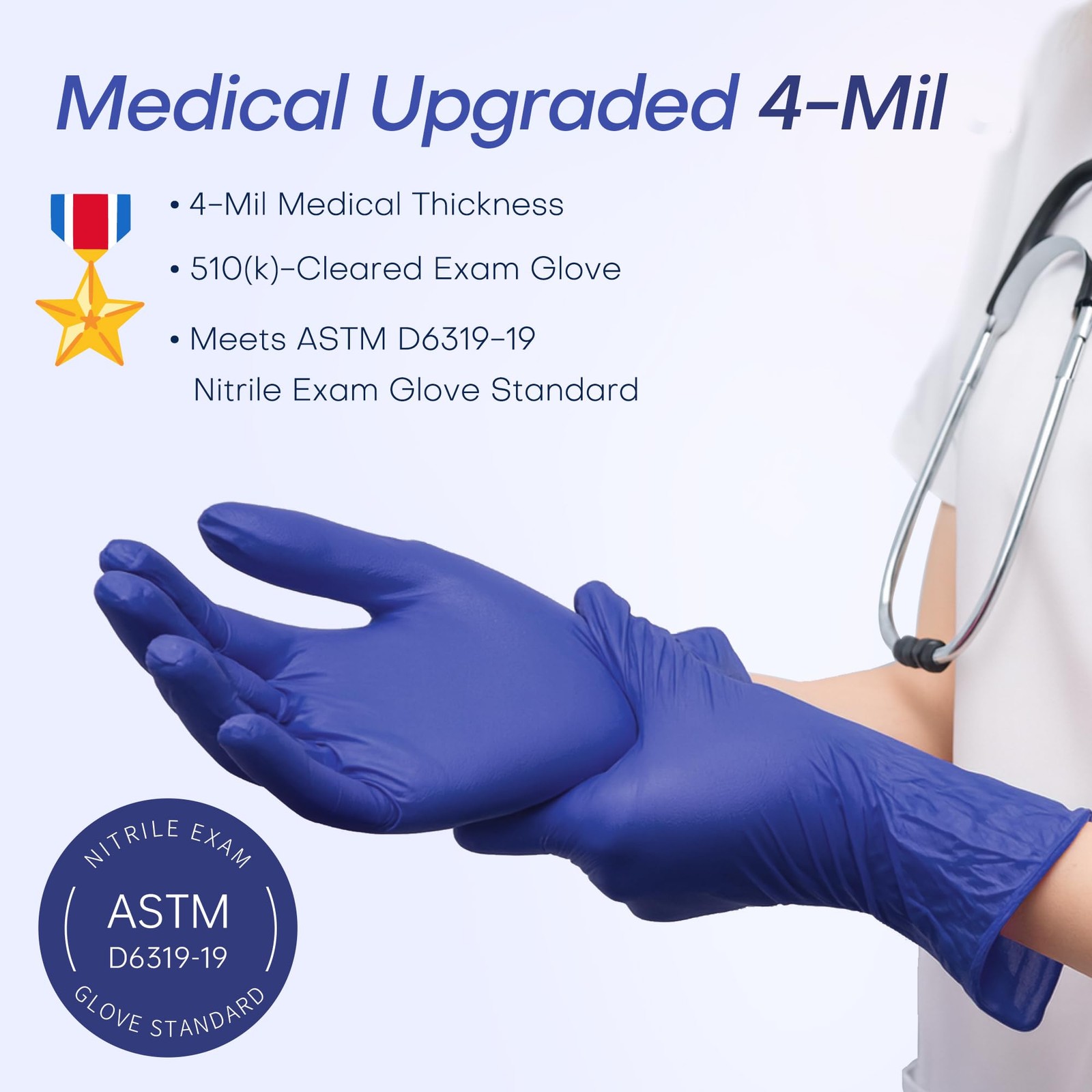 Supmedic Nitrile Exam Gloves, 4 Mil 100 Pcs, PowderFree LatexFree Cooking Foo…