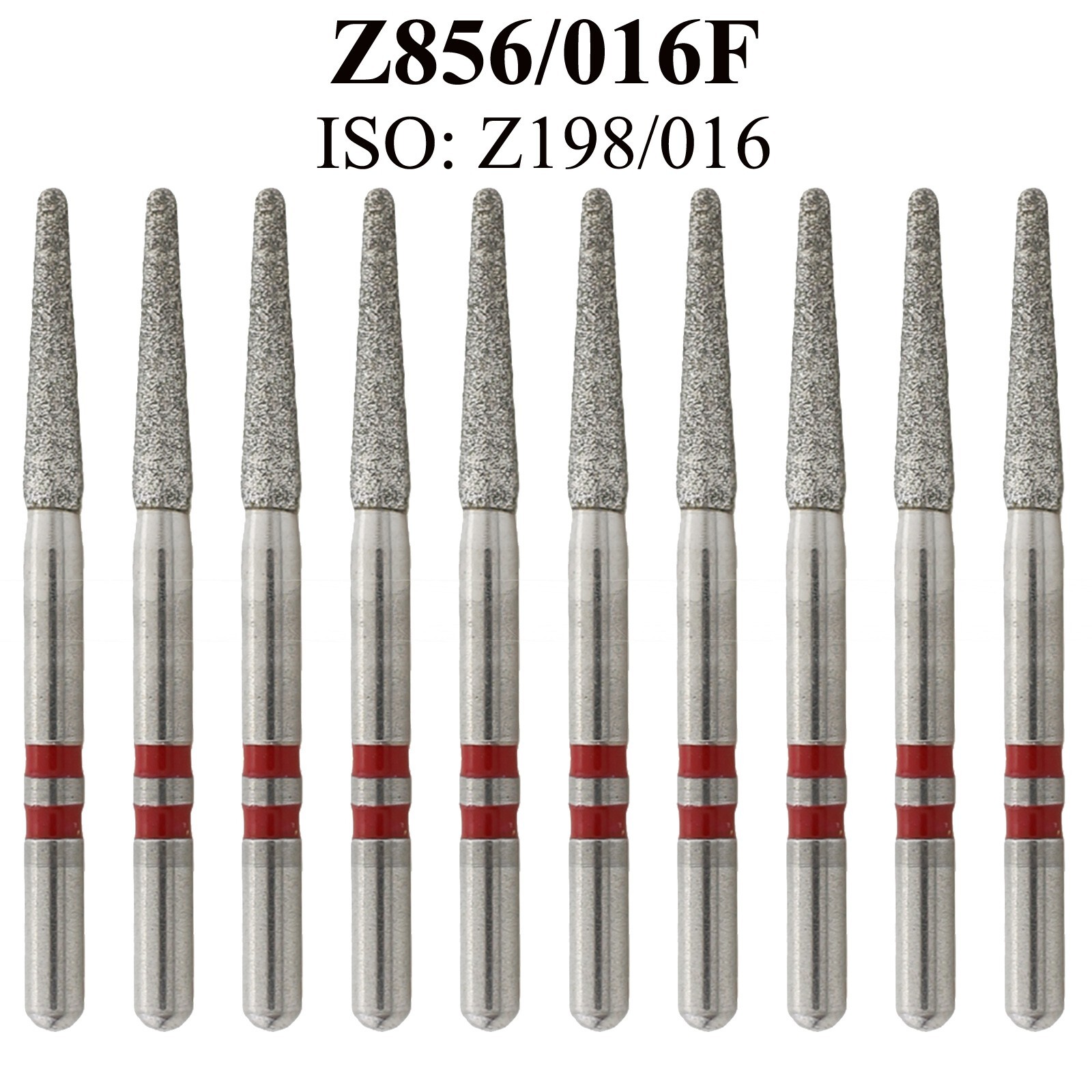 Dental Zirconia Diamond Burs Z856/016 Fine FG Bur Round End Taper High Speed Red