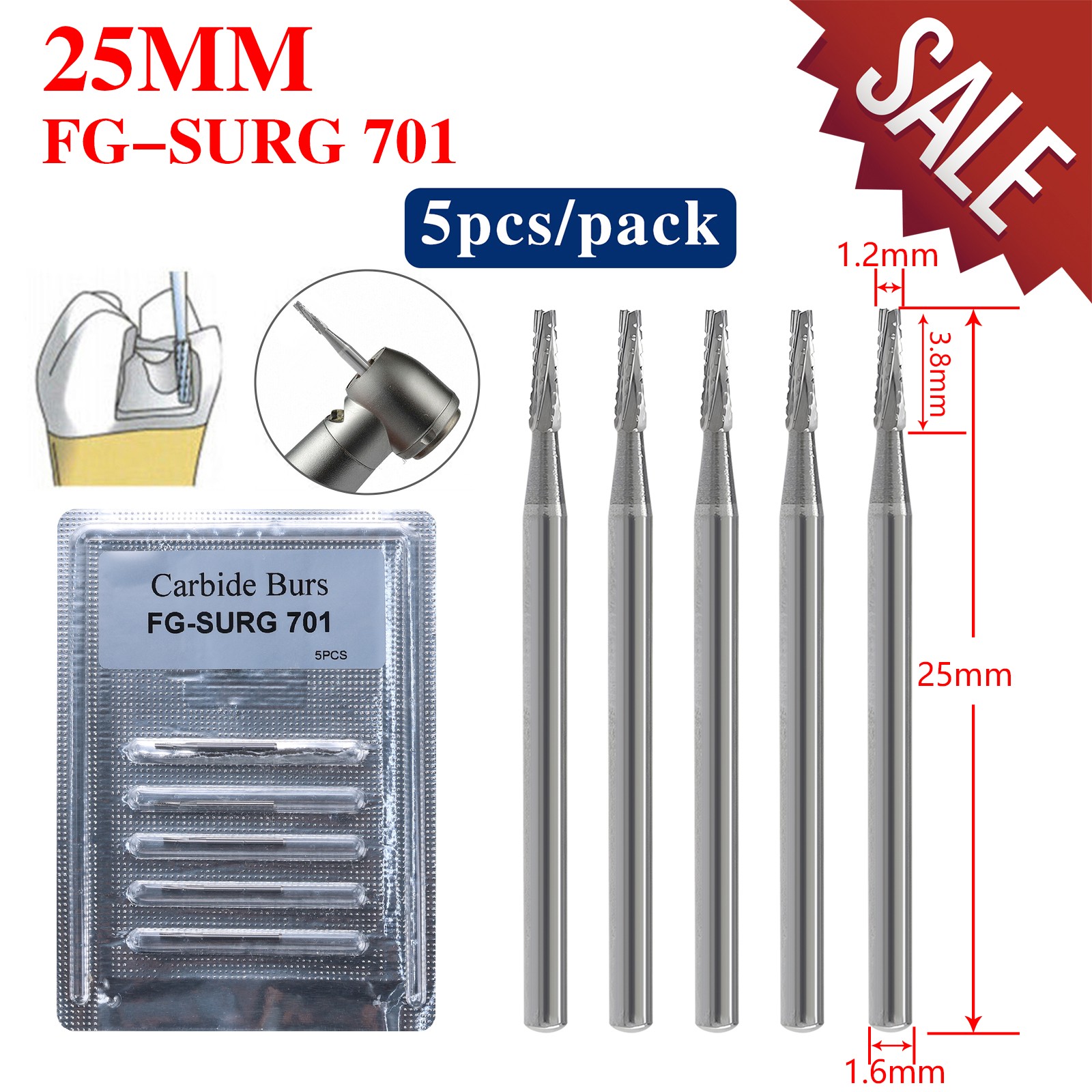Dental Carbide Burs FG SURG 701 Surgical Midwest Type sa
