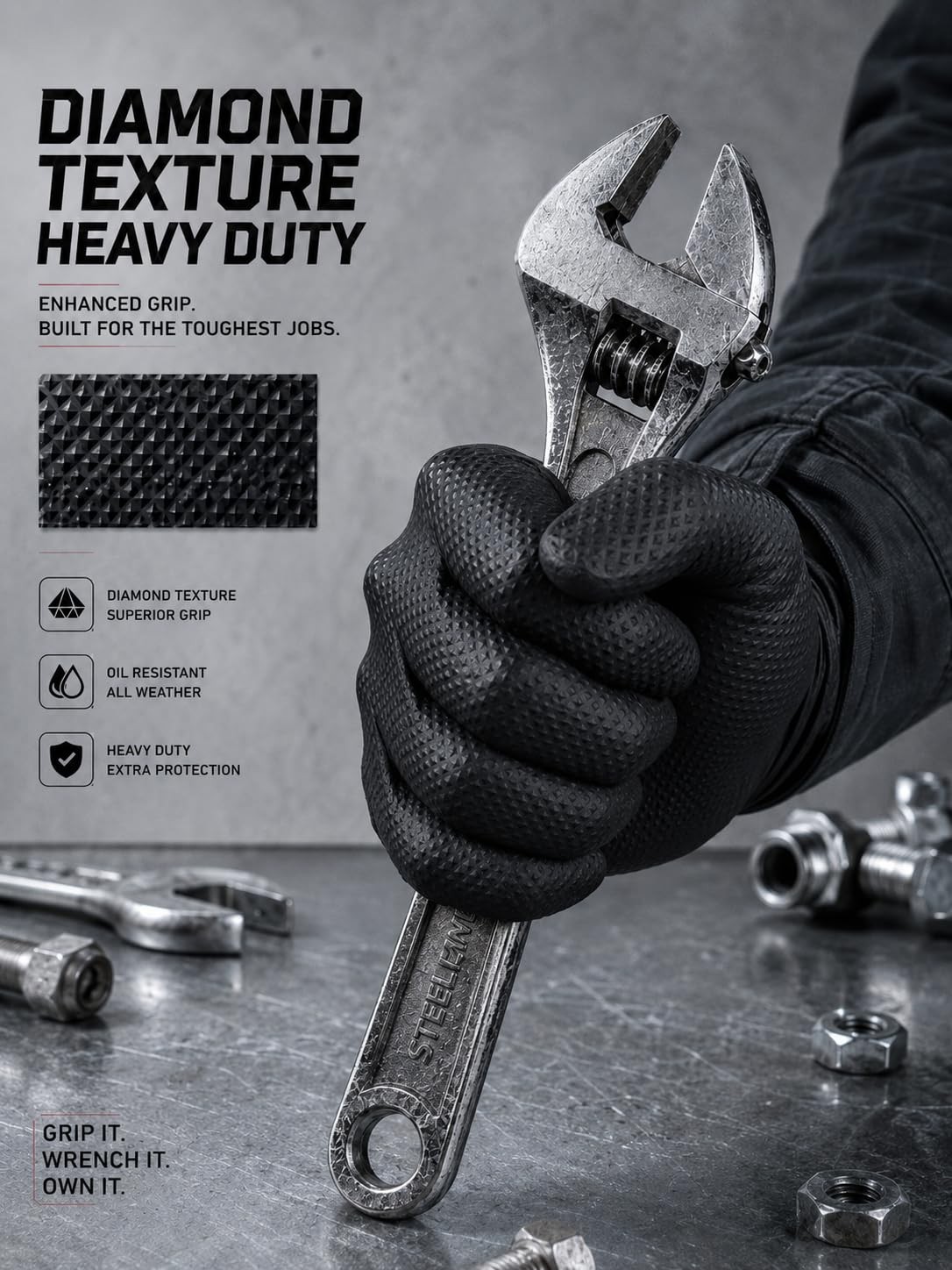 10 Mil Heavy Duty Disposable Nitrile Mechanic Gloves