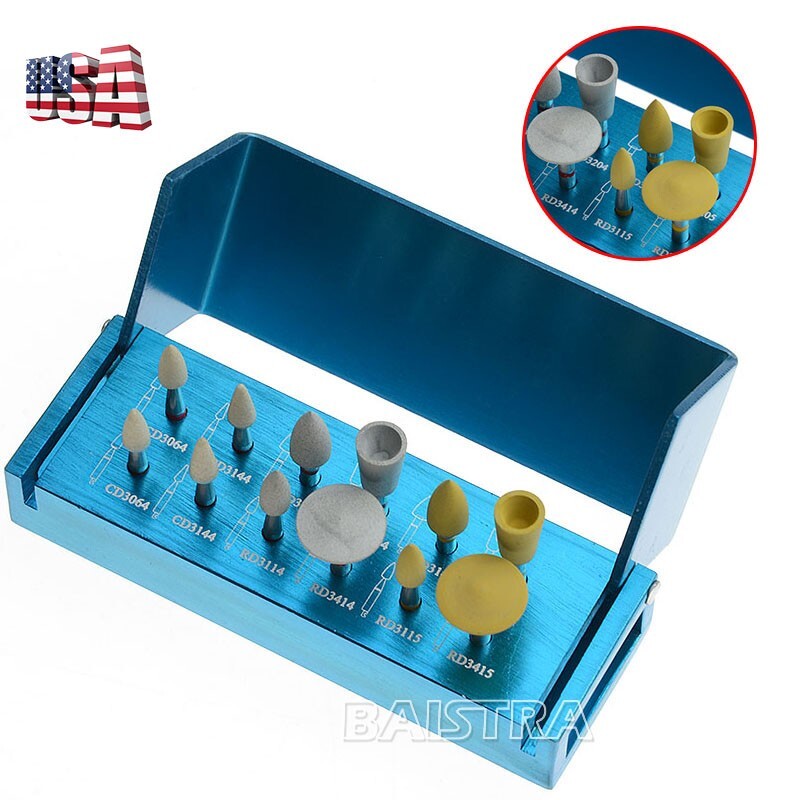 Dental Zirconia Diamond Polishing Cups Burs Kit RA3112 for Low Speed Handpiece