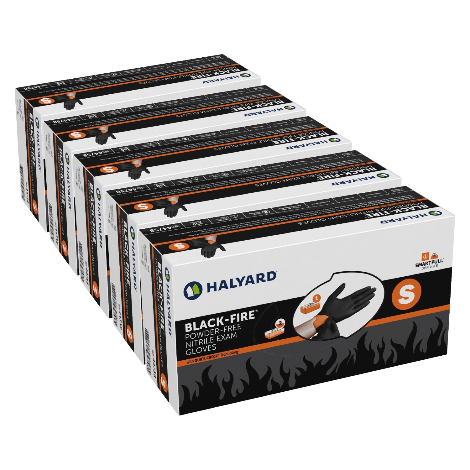 Halyard *Black-Fire* Nitrile Exam Gloves 44756 – 5 Boxes of 150 SMALL