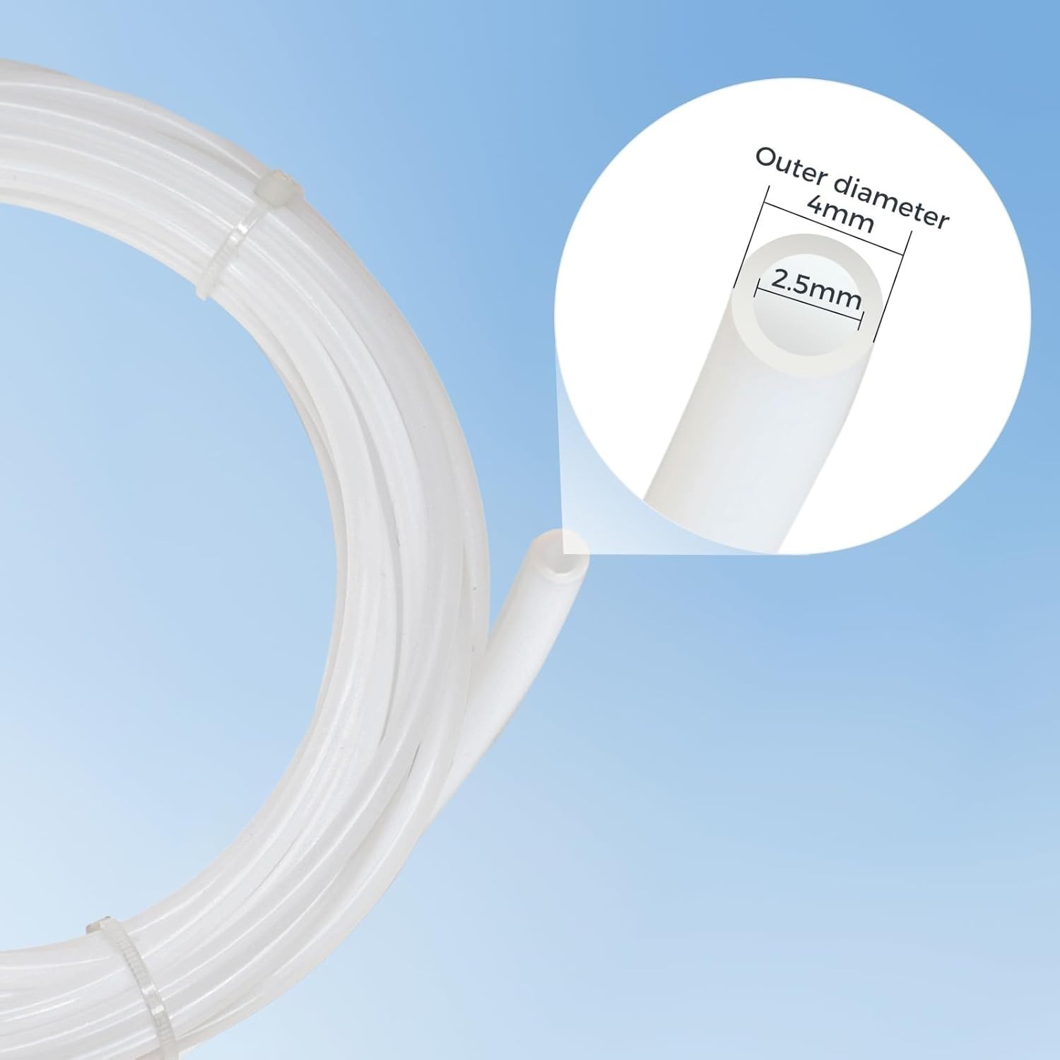 High-Performance 5M PTFE Tube 2.5mm ID & 4mm OD for 3D Printing Essentials