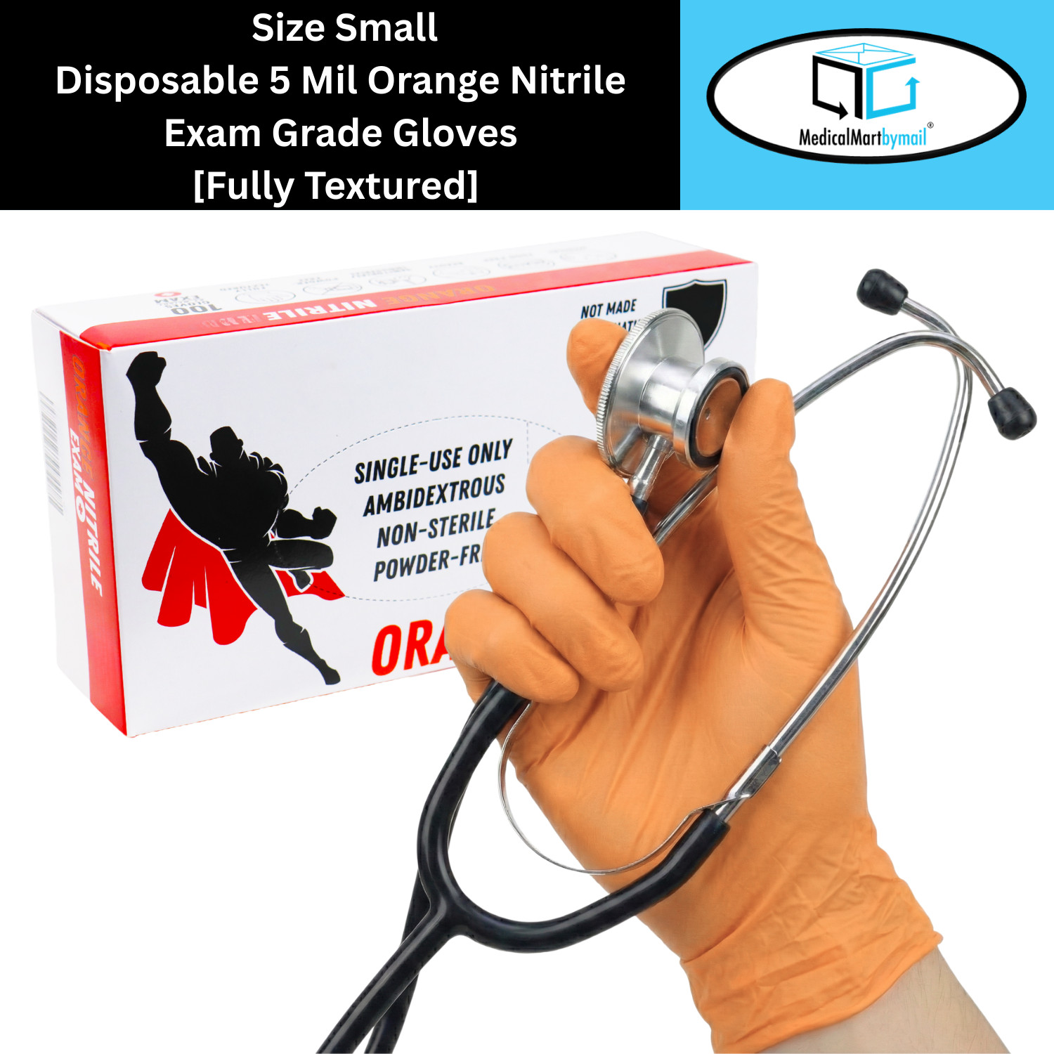 Disposable 1000 Pcs 5 Mil Orange Nitrile Gloves Fully Textured Small