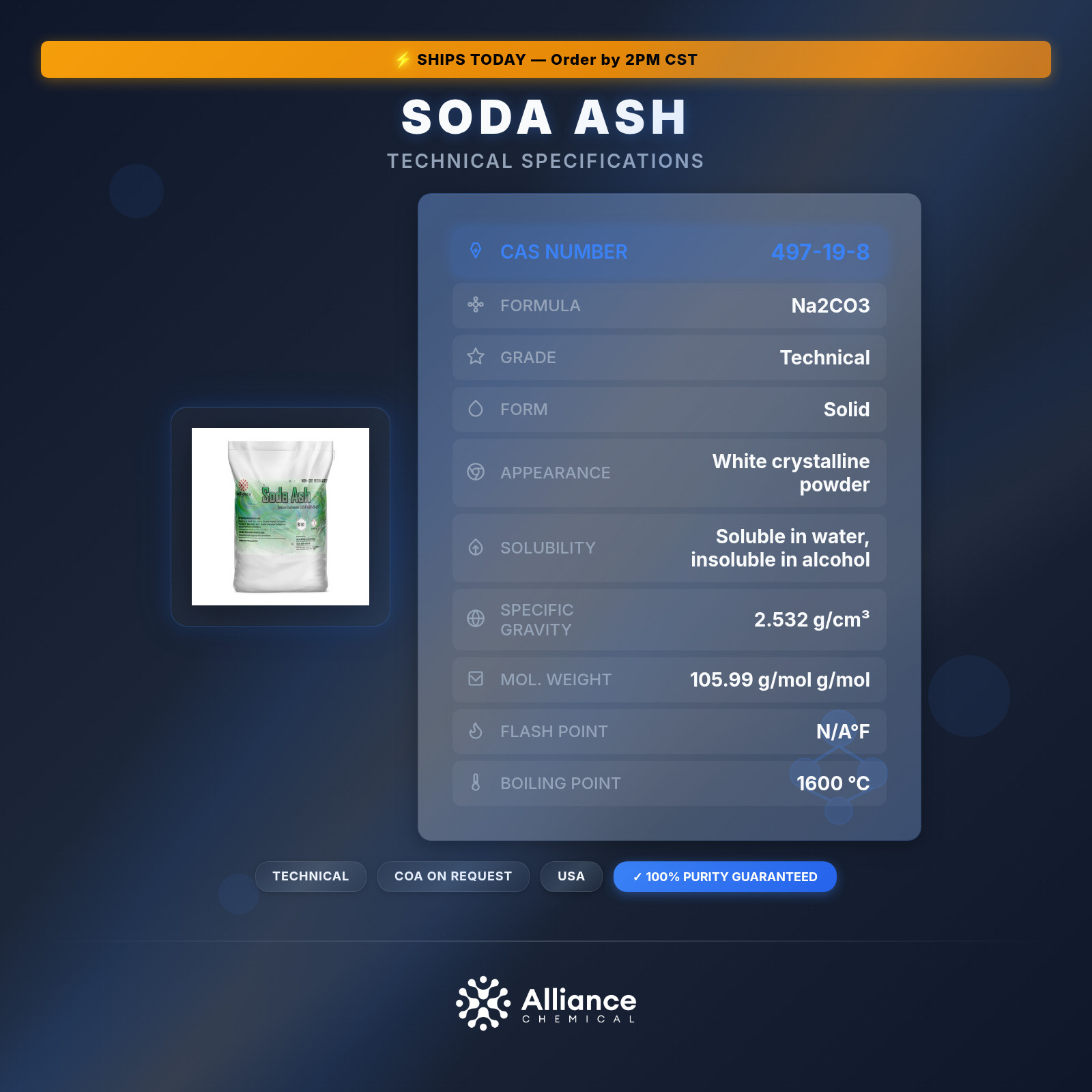 Soda Ash – 1 Bag (50 lbs.)