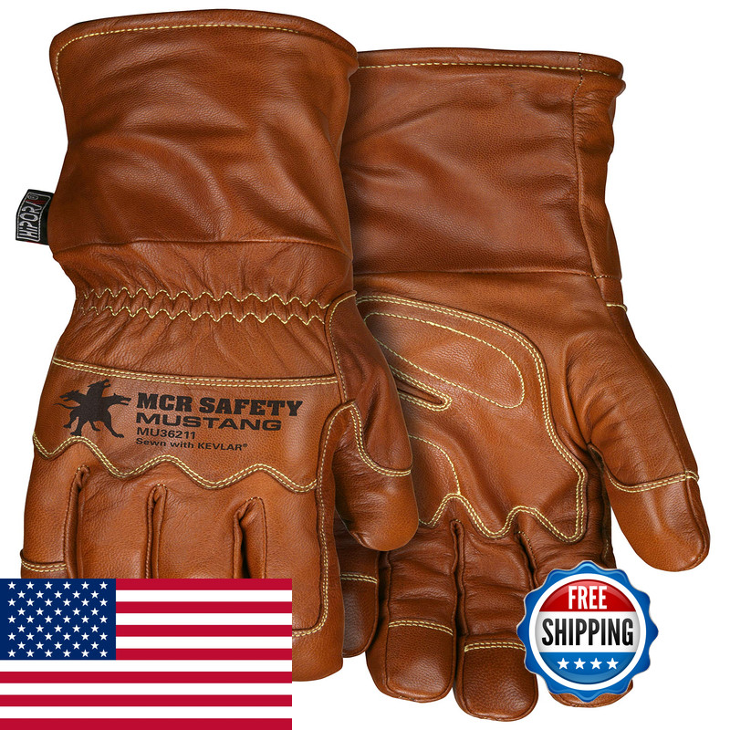 Mcr Safety – Mustang Utility Leather Work Gloves Goatskin Mu36211L Factory Large