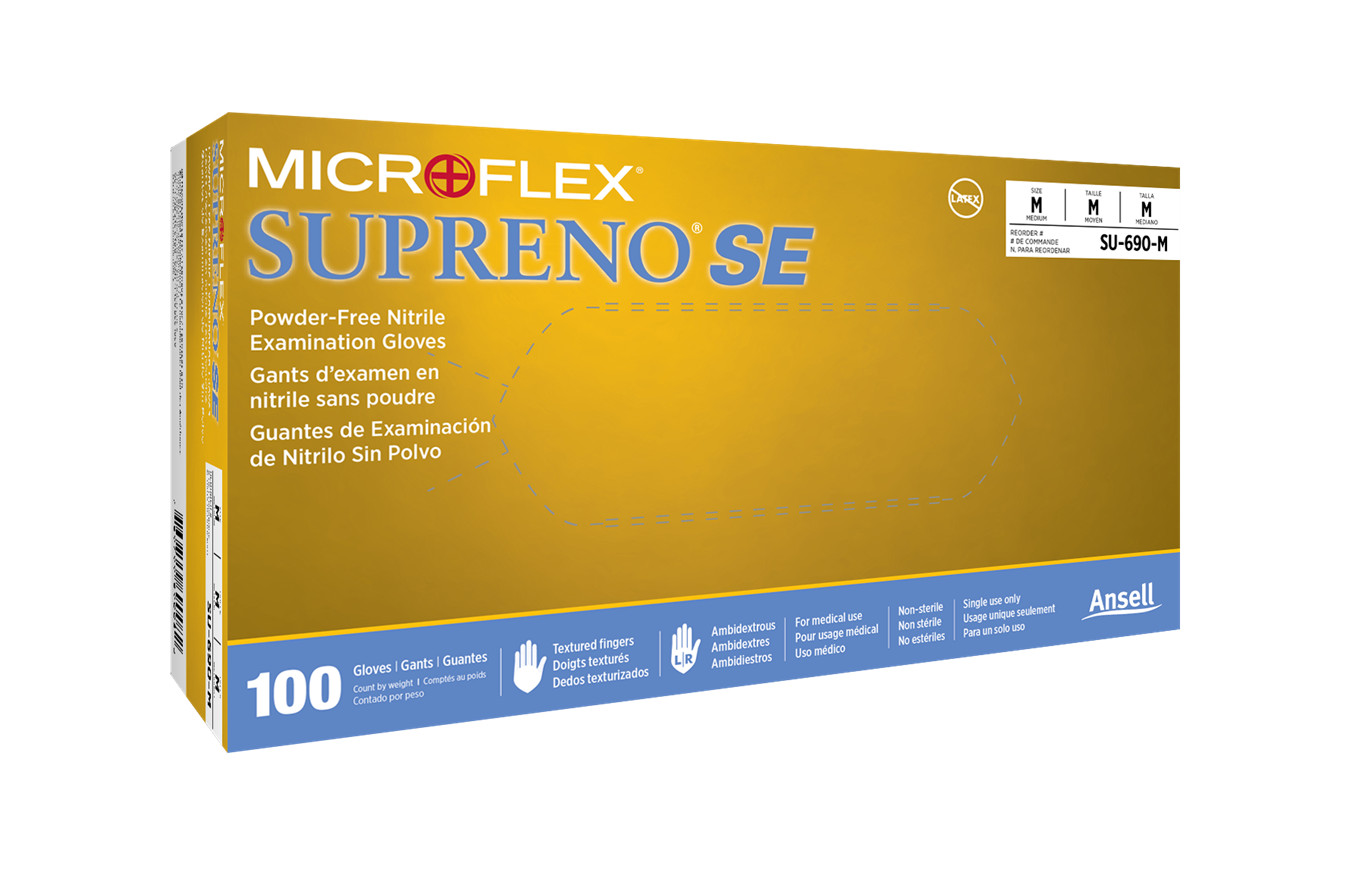 *100-Gloves* Microflex Supreno SE PF Nitrile Medium Violet Blue SU-690-M