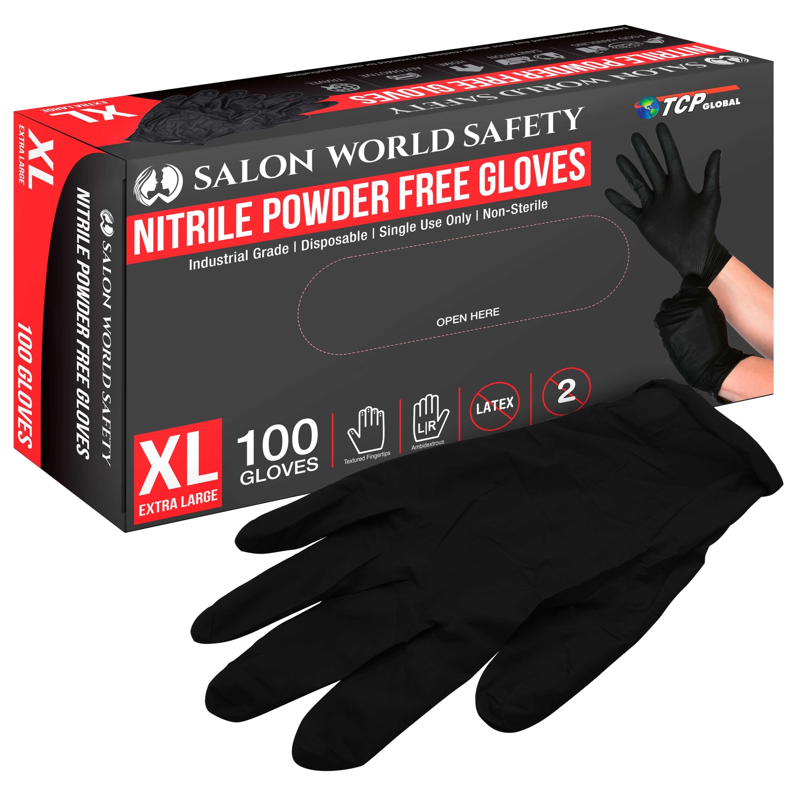 Black Nitrile Disposable Gloves, Box of 100, Size X-Large, 4 Mil – Latex Free