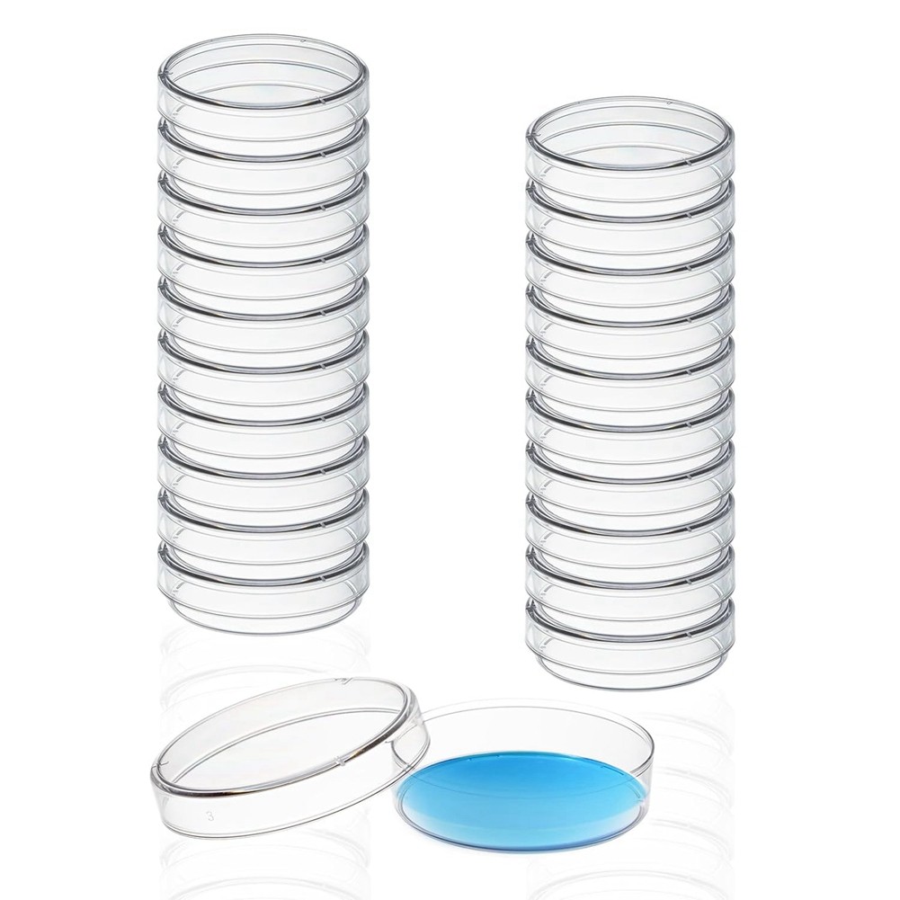 30 Pack 60 X 15 mm Plastic Petri Dishes with Lids, Deep Clean, Sterile3750