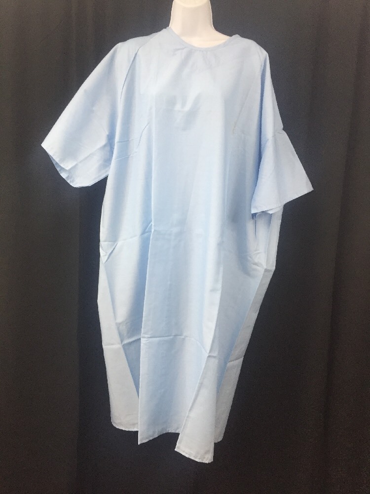 NEW LOT OF 2 BELLE & BEAU Durable Press Universal Size Hospital Gown Light Blue