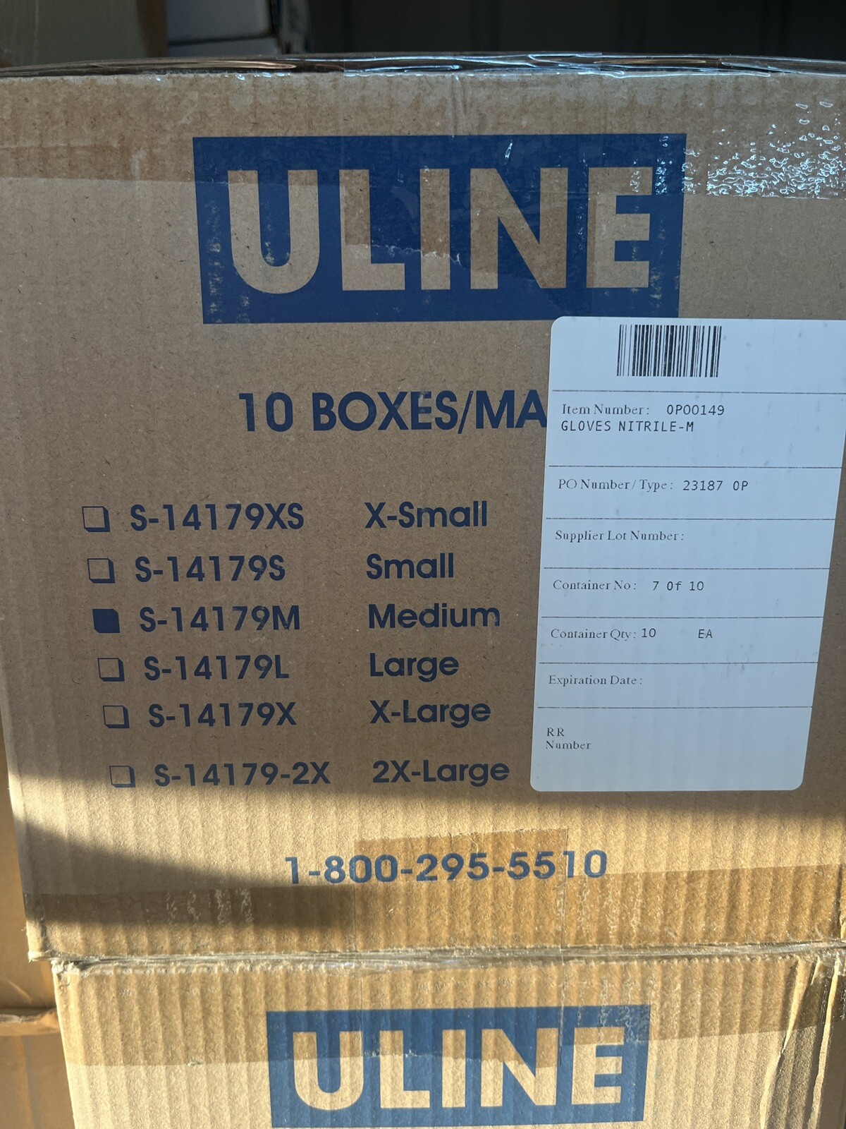 Uline 14179-M Case Of 1000 Powder Free Nitrile Gloves